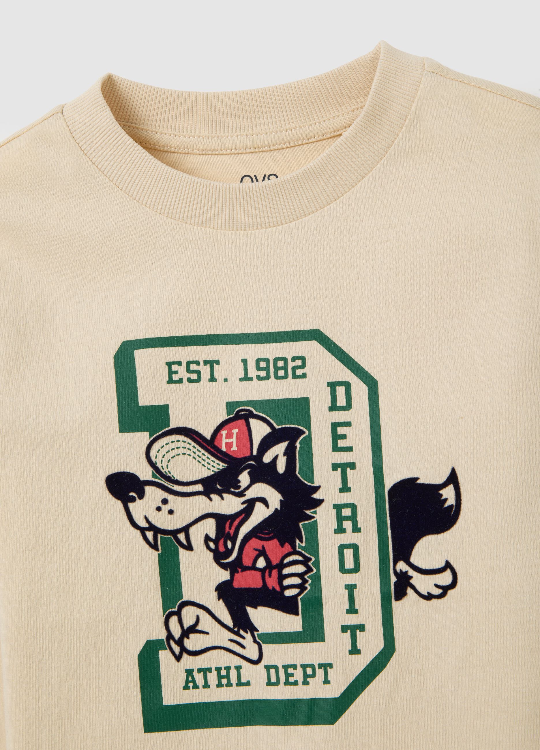 Children's beige pure cotton regular fit t-shirt