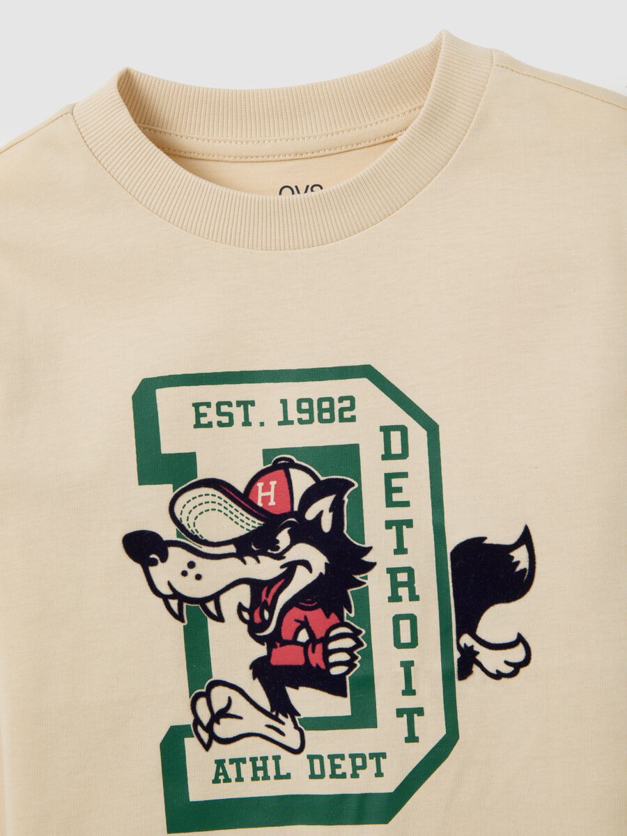 Children's beige pure cotton regular fit t-shirt_2