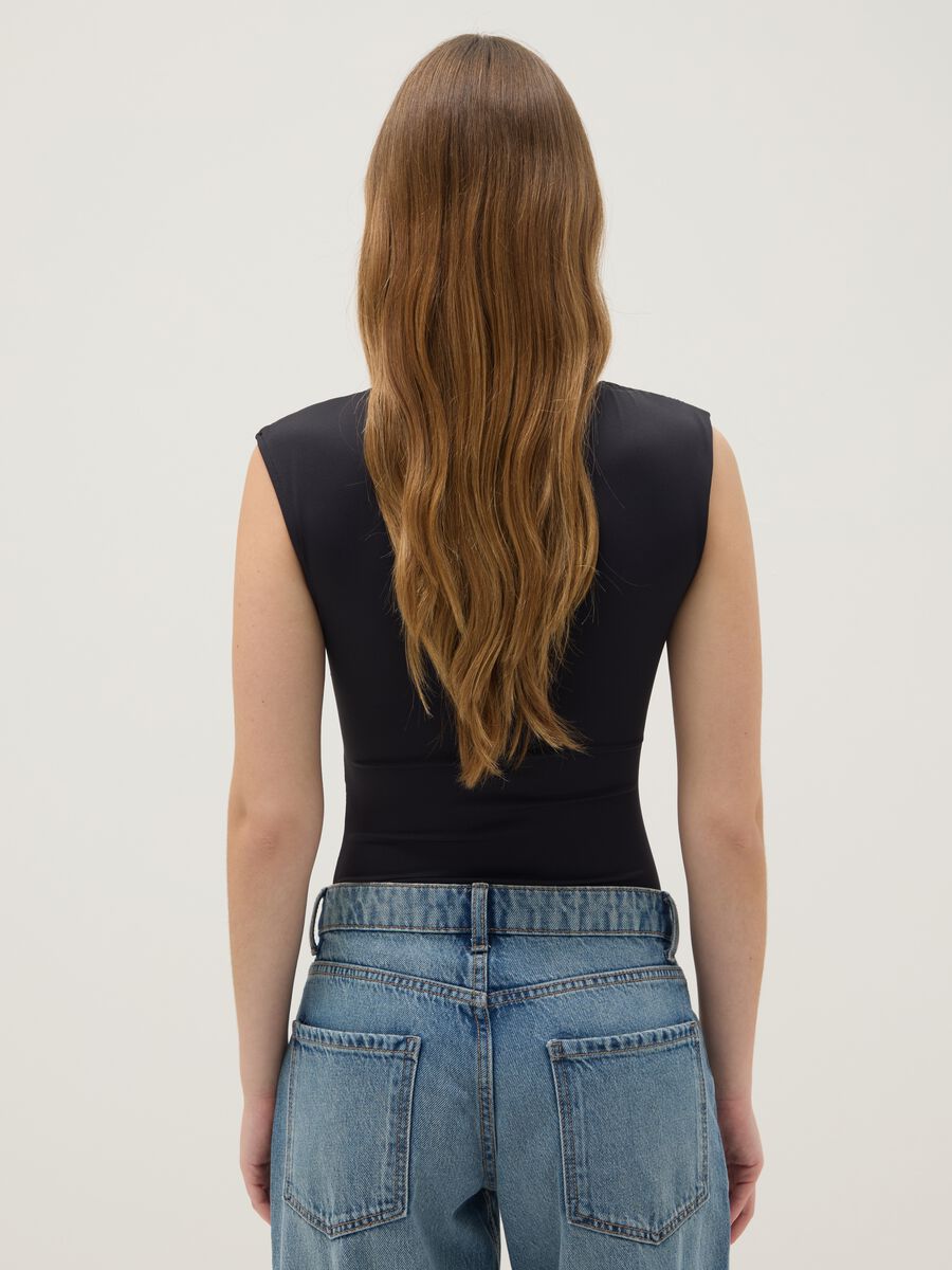 Black stretch fabric bodysuit regular fit_2