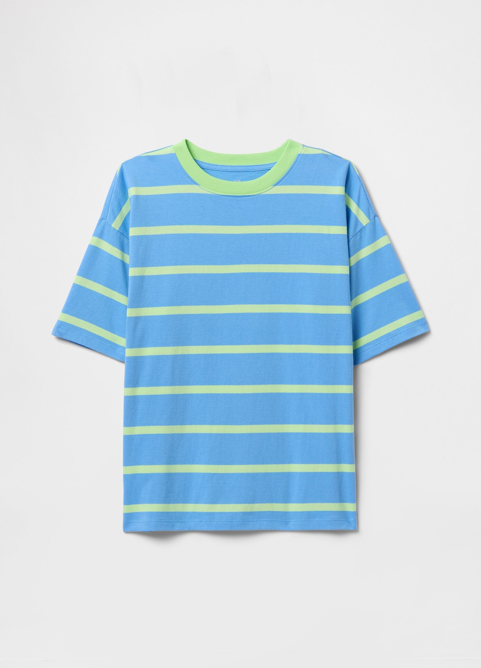 Oversize blue and green striped T-shirt