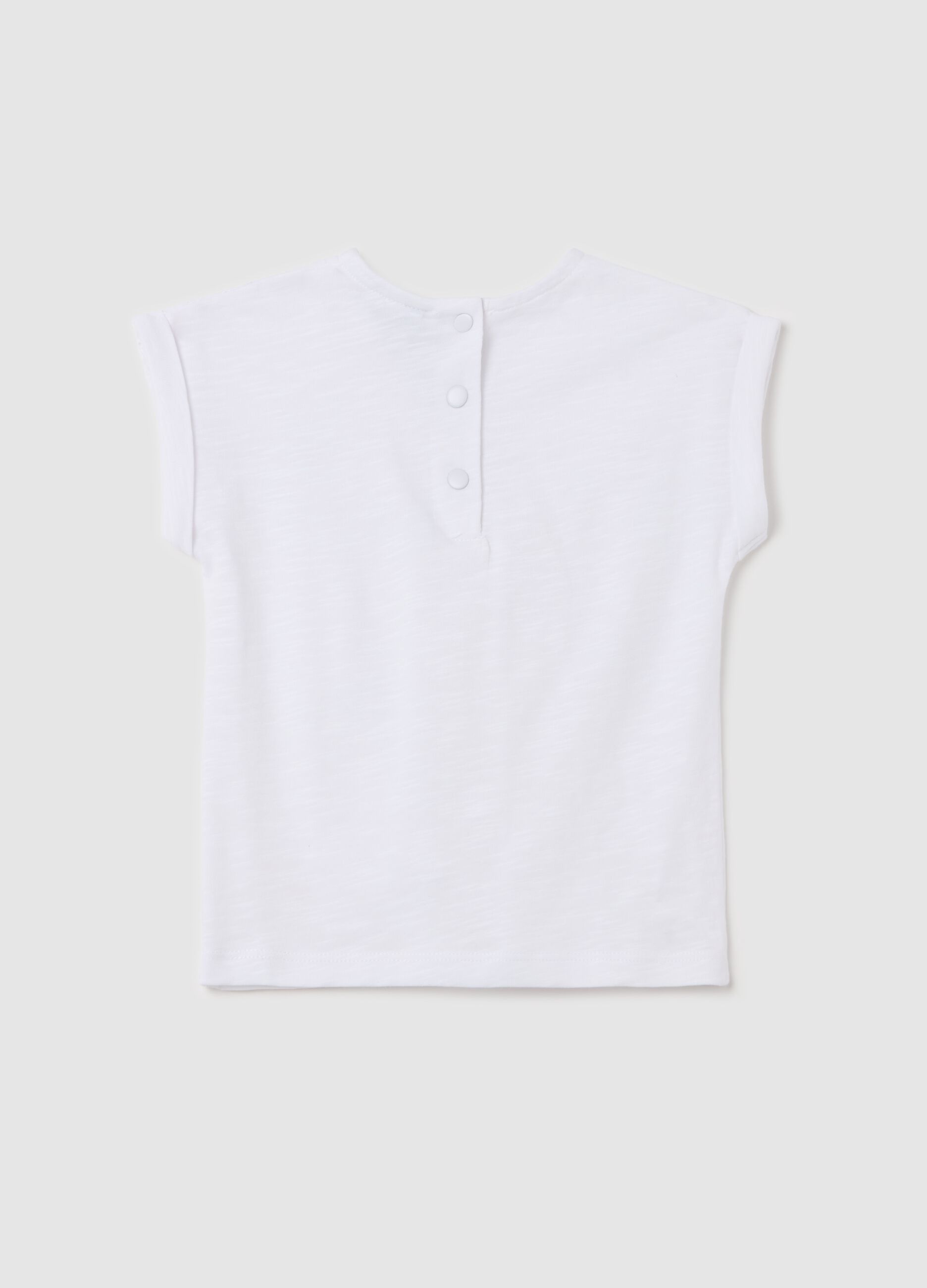 Cotton T-shirt with broderie anglaise insert