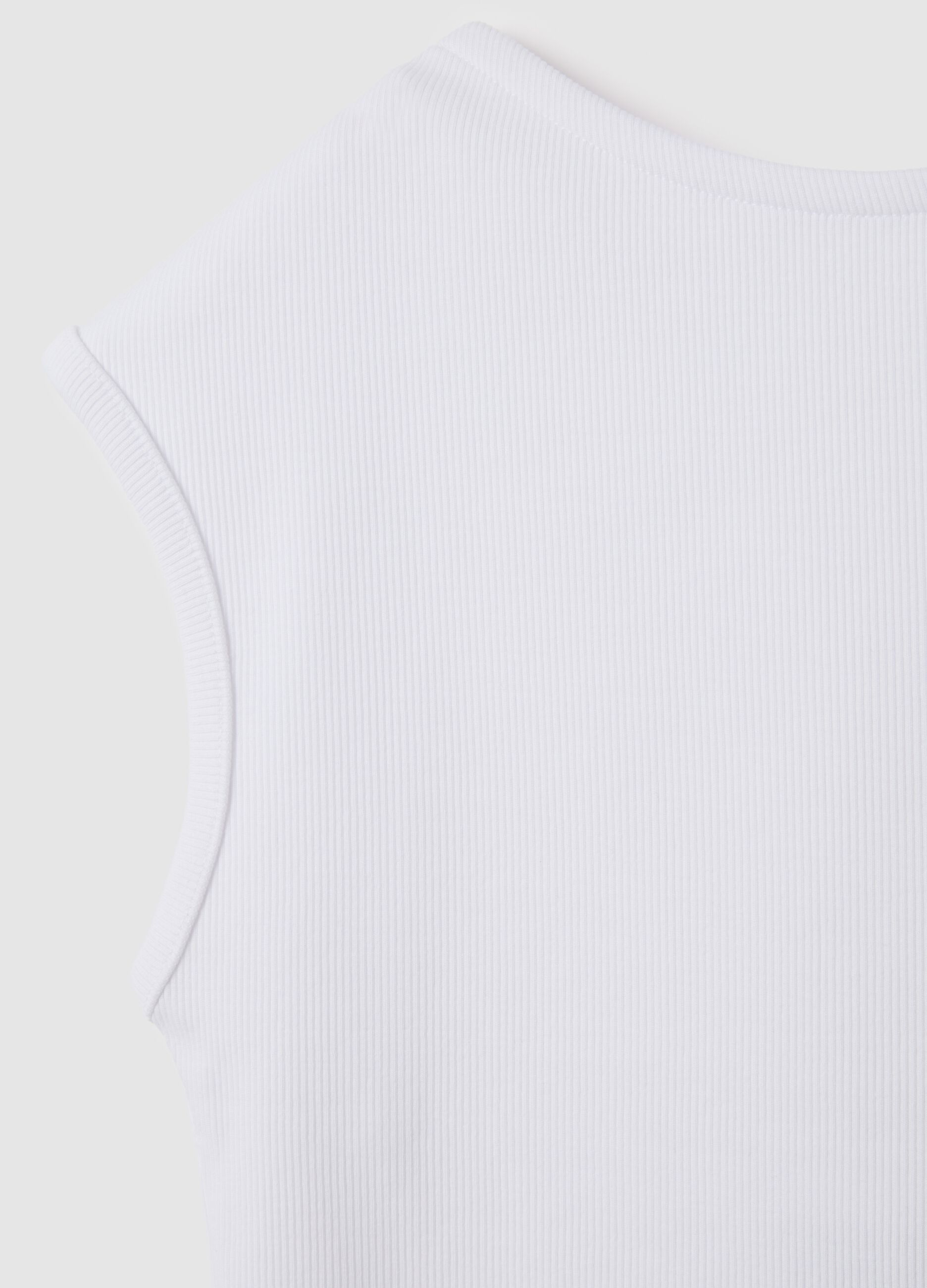 White Stretch Cotton Blend Women's Vest