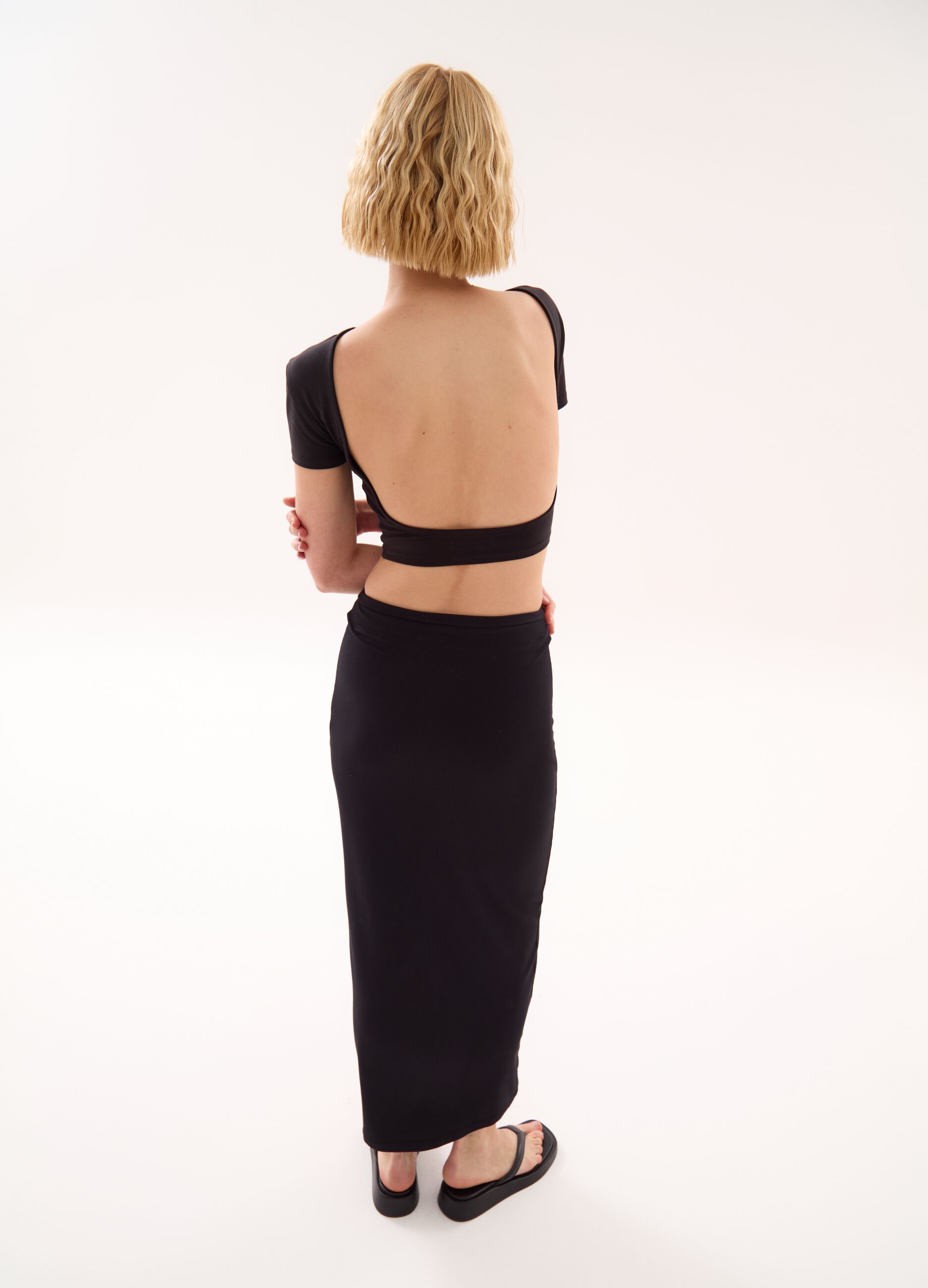 Backless T-shirt Crop Black