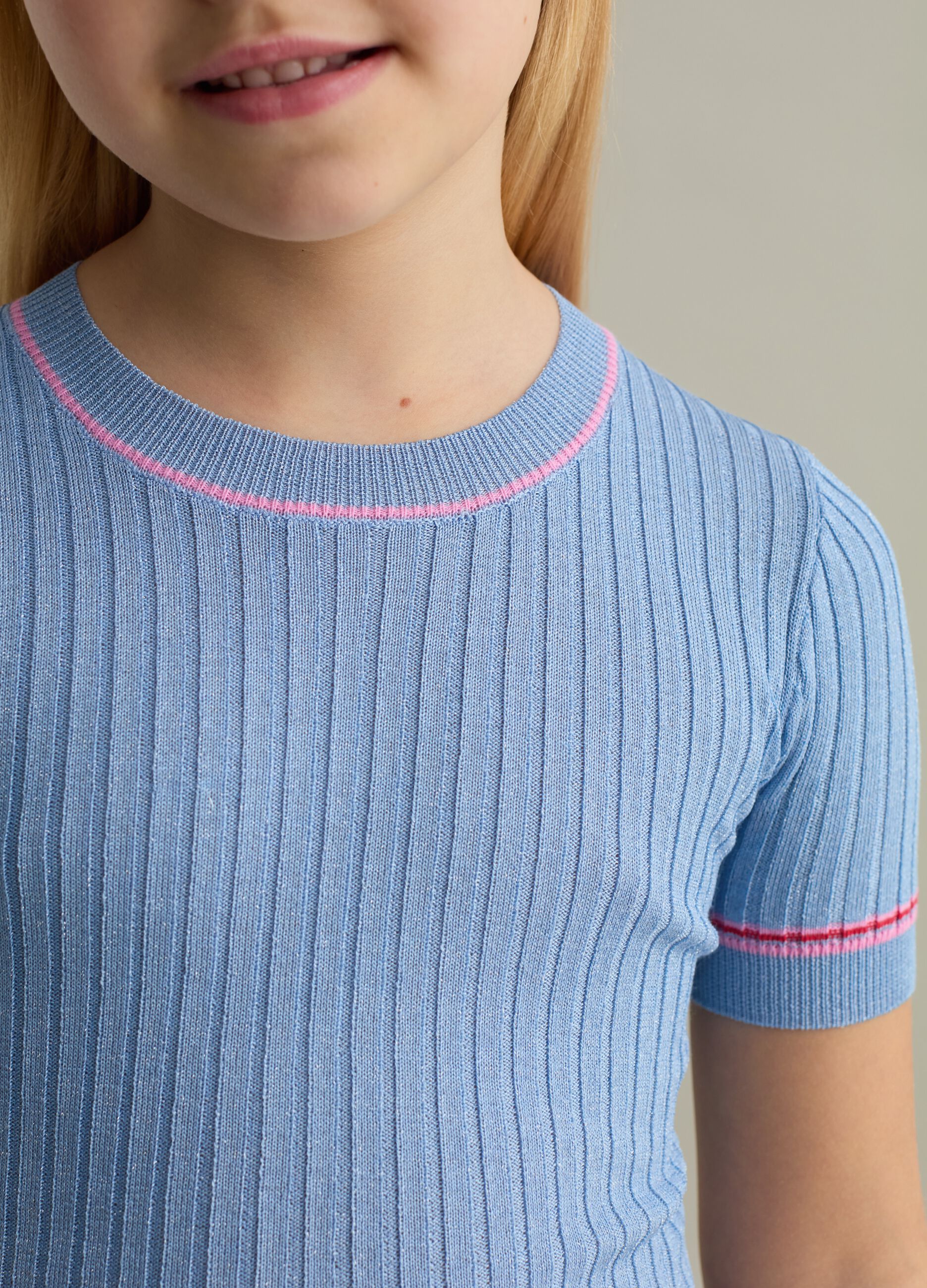 T-shirt in ribbed jersey with lurex