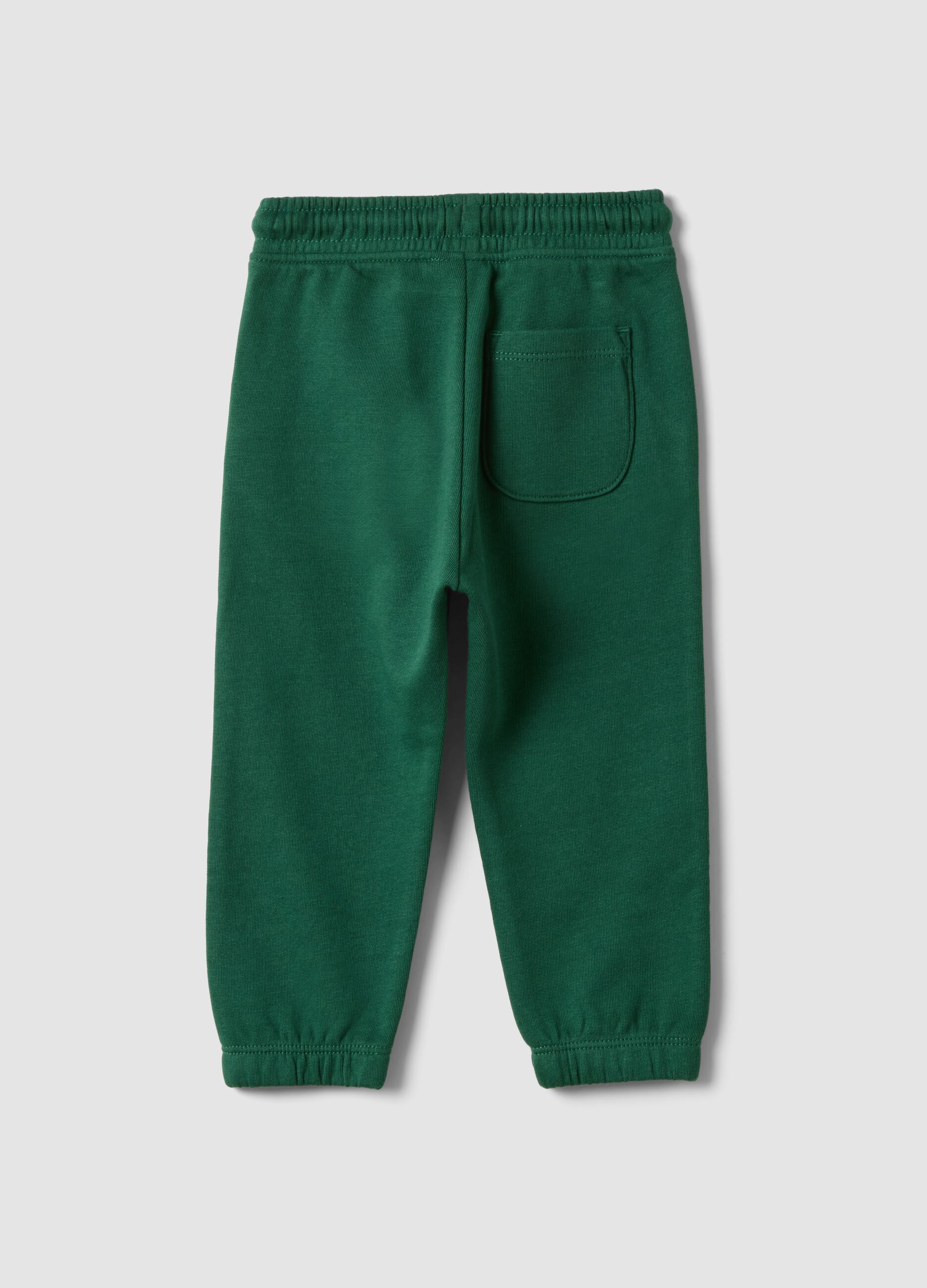 Pantaloni jogger verdi in puro cotone organico con coulisse per bimbo