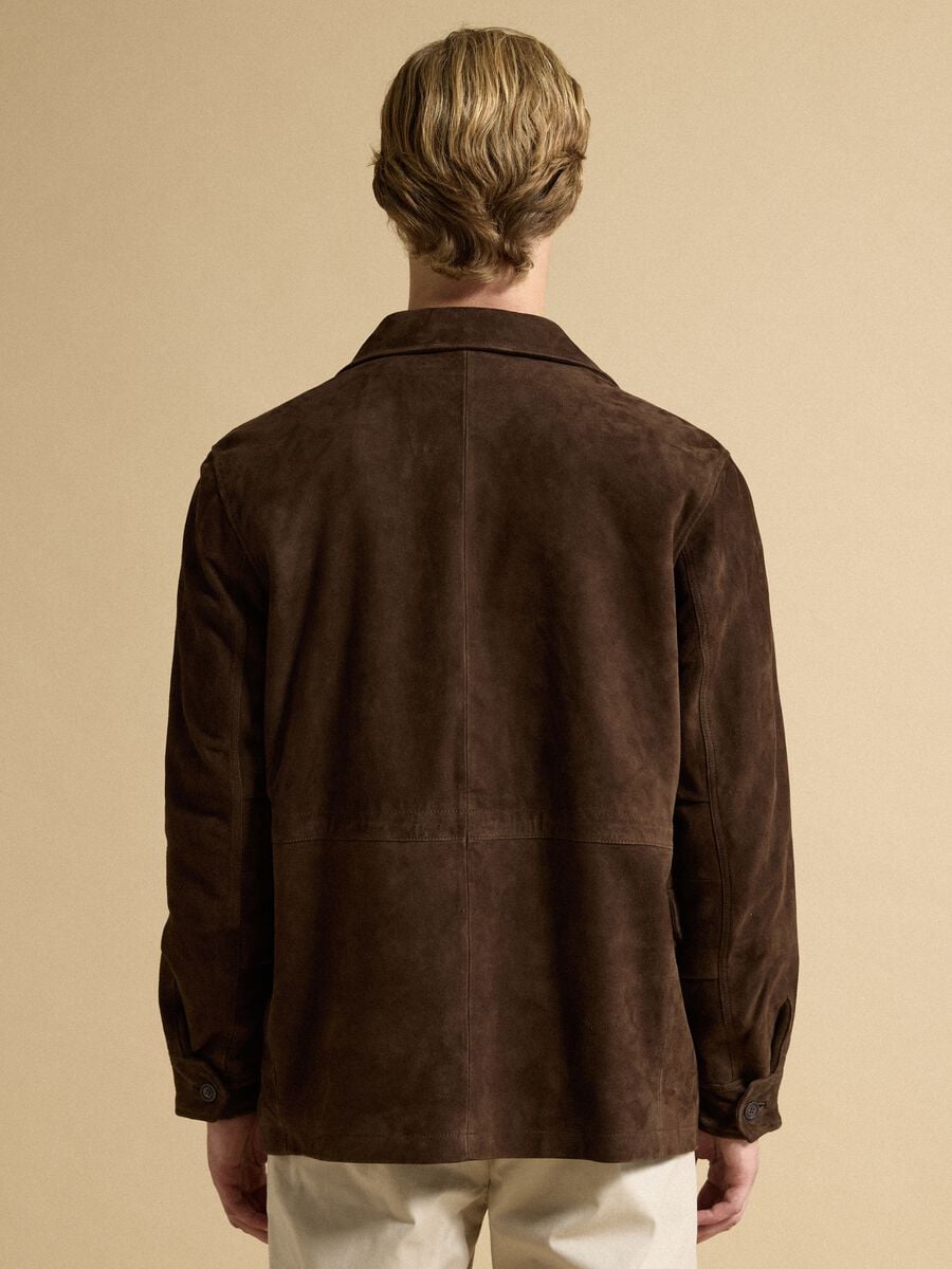 Giacca imbottita marrone in vera pelle_4