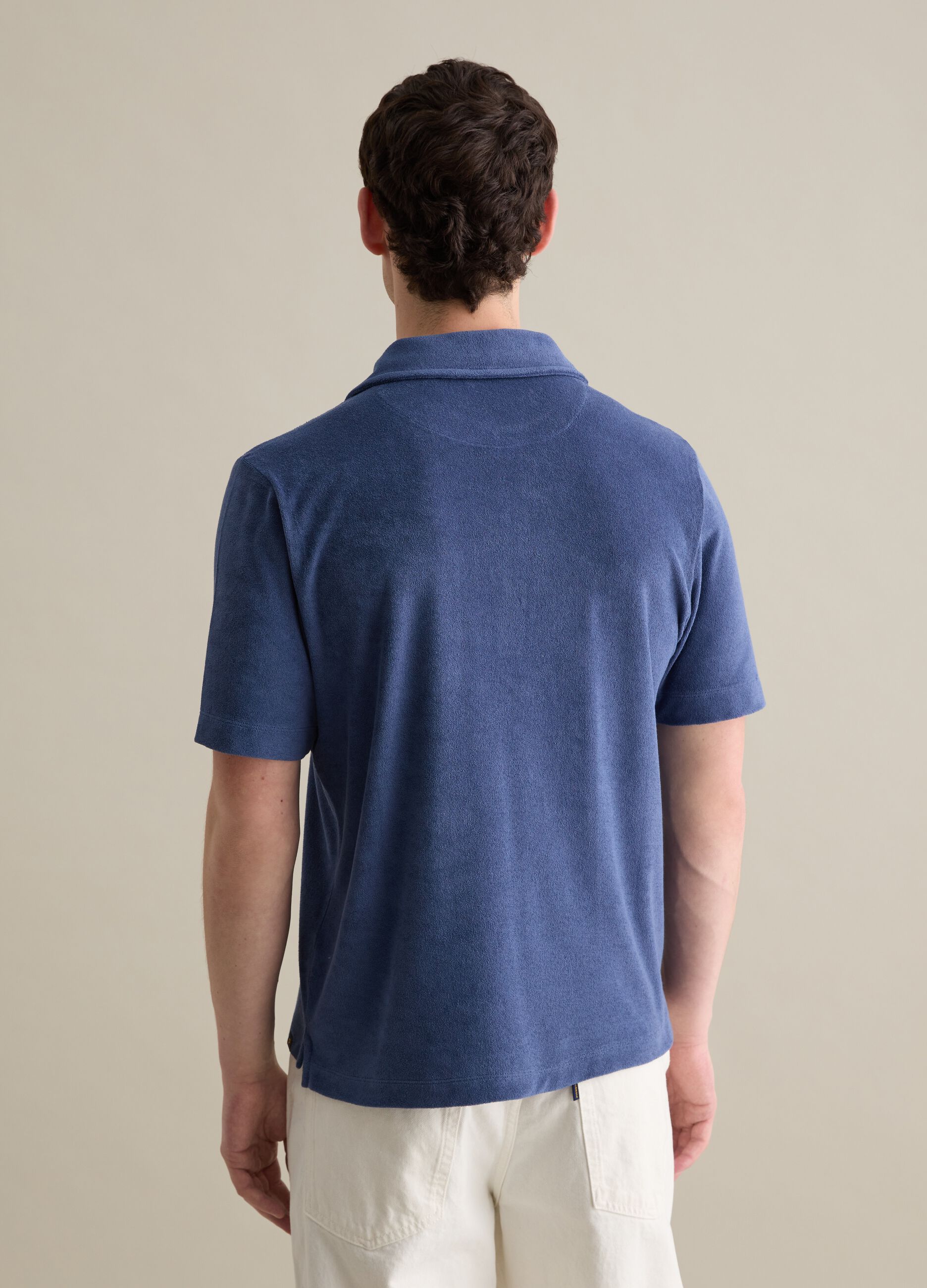 Blue short sleeve cotton blend polo