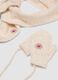 Beige stretch-fabric hat, scarf and mittens set_1