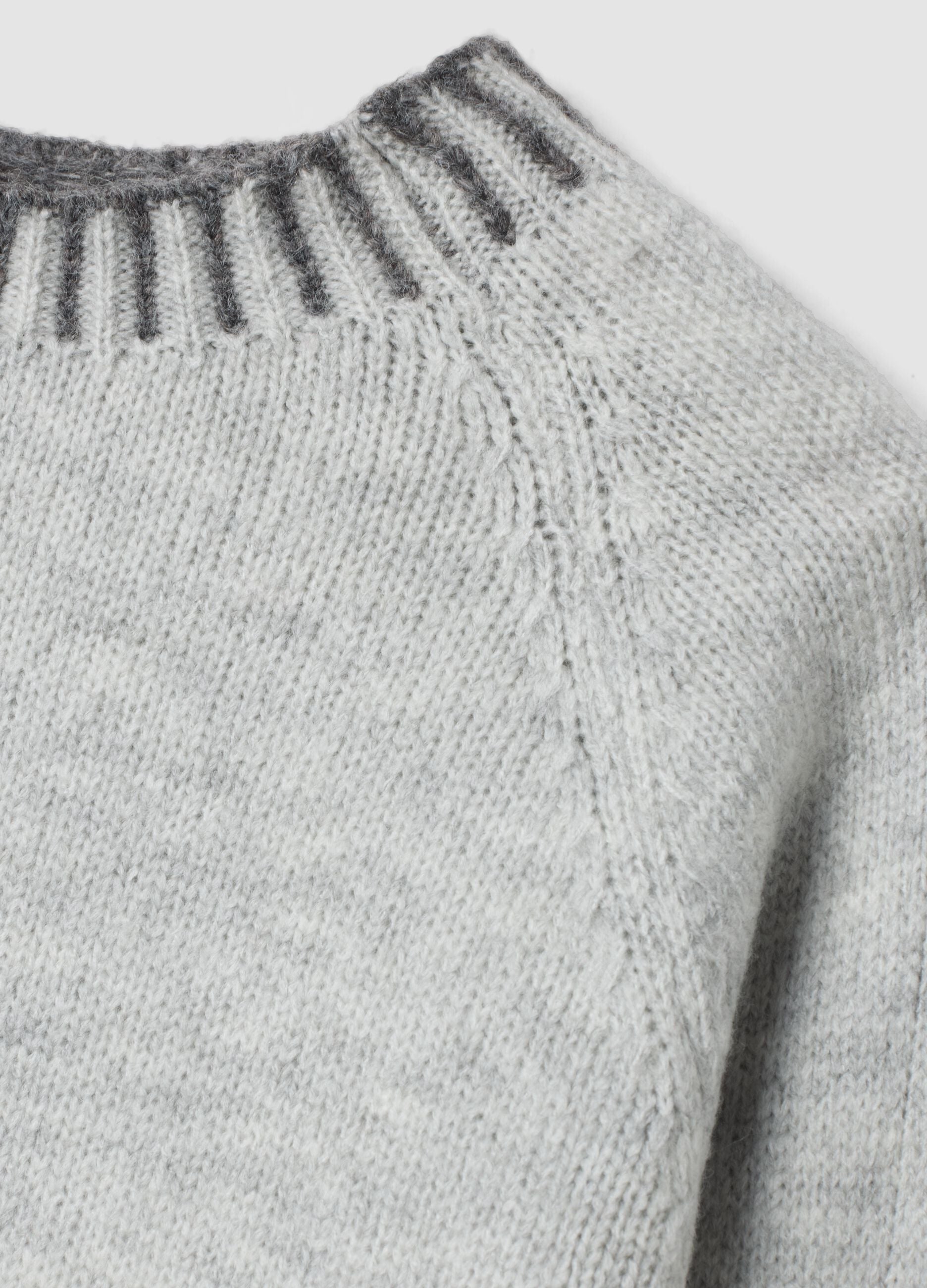 Grey wool-blend jumper with contrast trims, regular fit