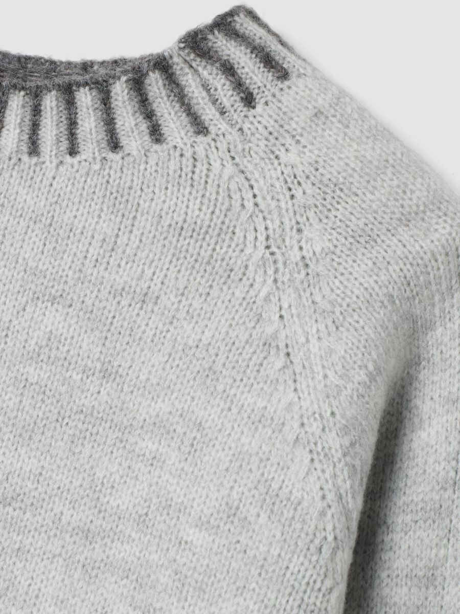 Grey wool-blend jumper with contrast trims, regular fit_1