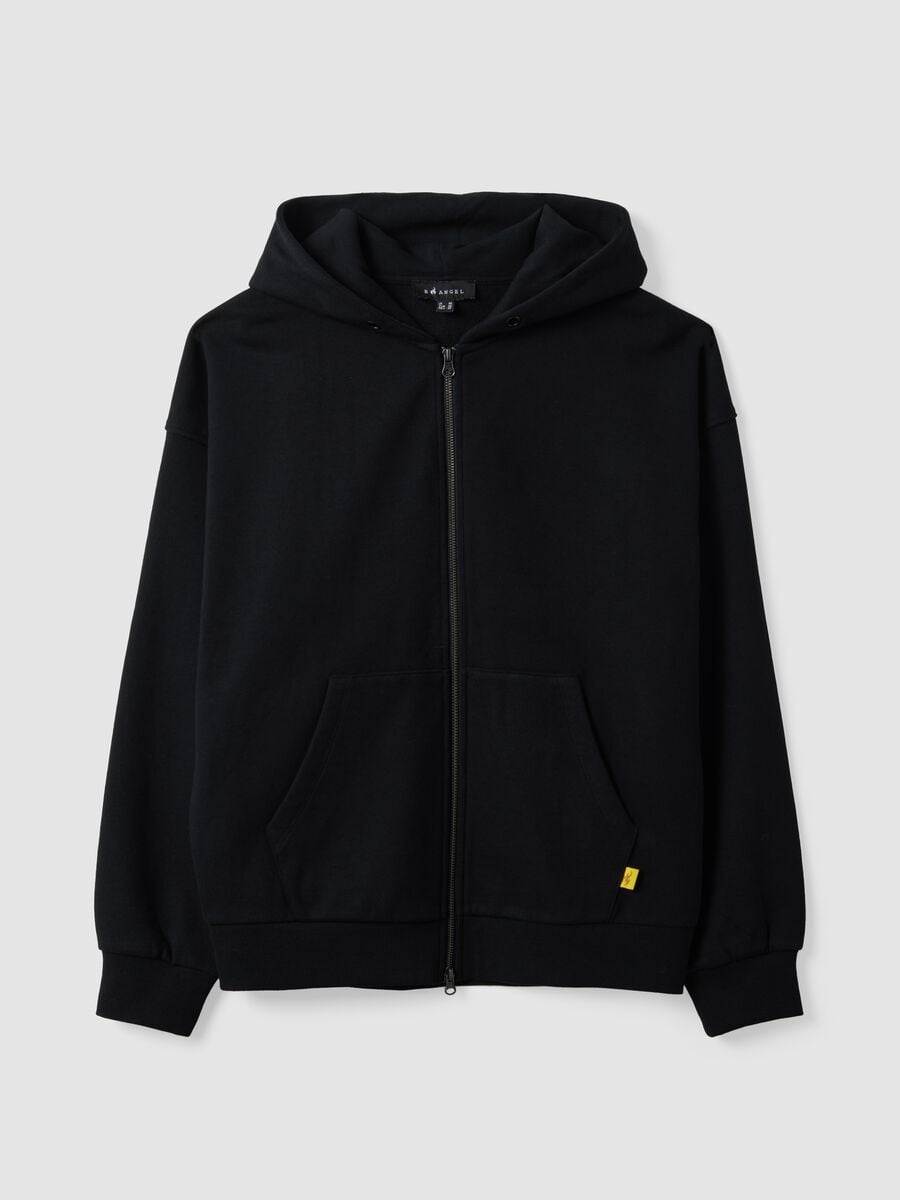 Black cropped pure cotton hoodie with oversized fit_4