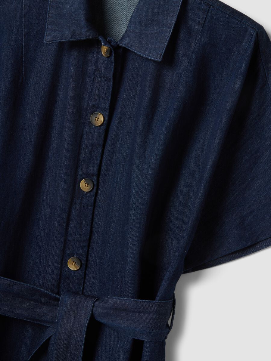 Abito lungo blu in puro cotone_5