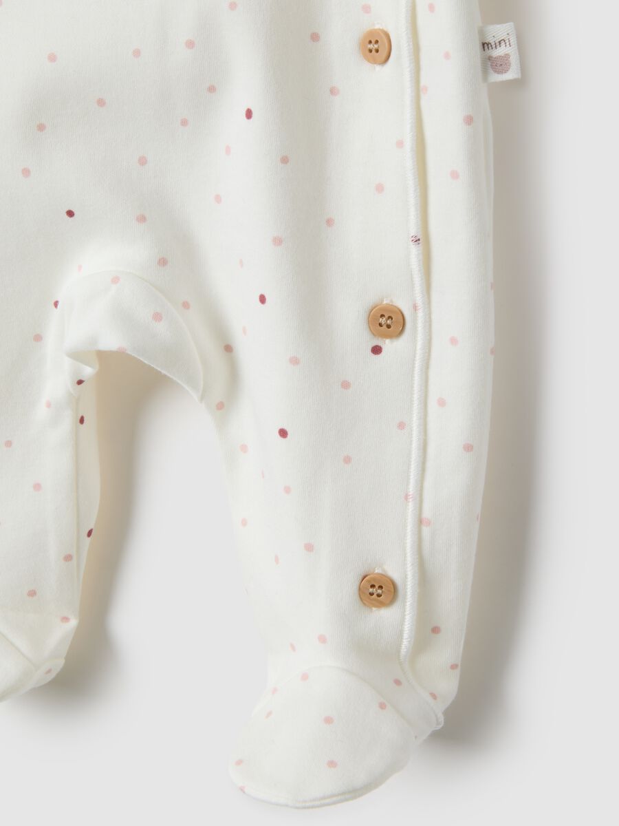 White pure cotton baby girl bodysuit with polka dots, regular fit_3