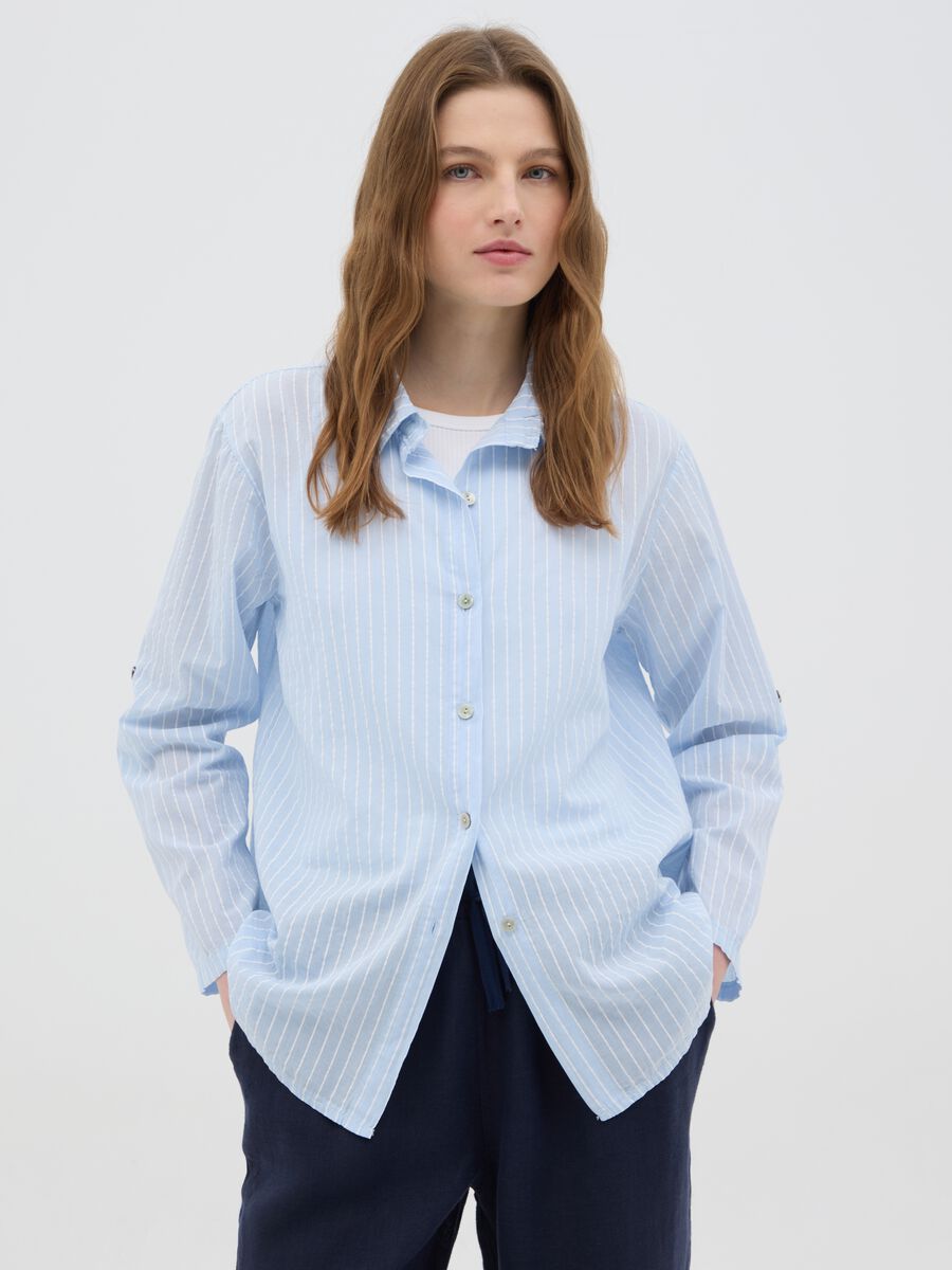 Women's Oversized Multicolour Pure Cotton Regular Fit Shirt_0