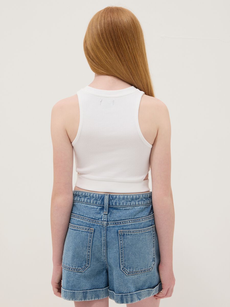 White stretch cotton cropped tank top_2