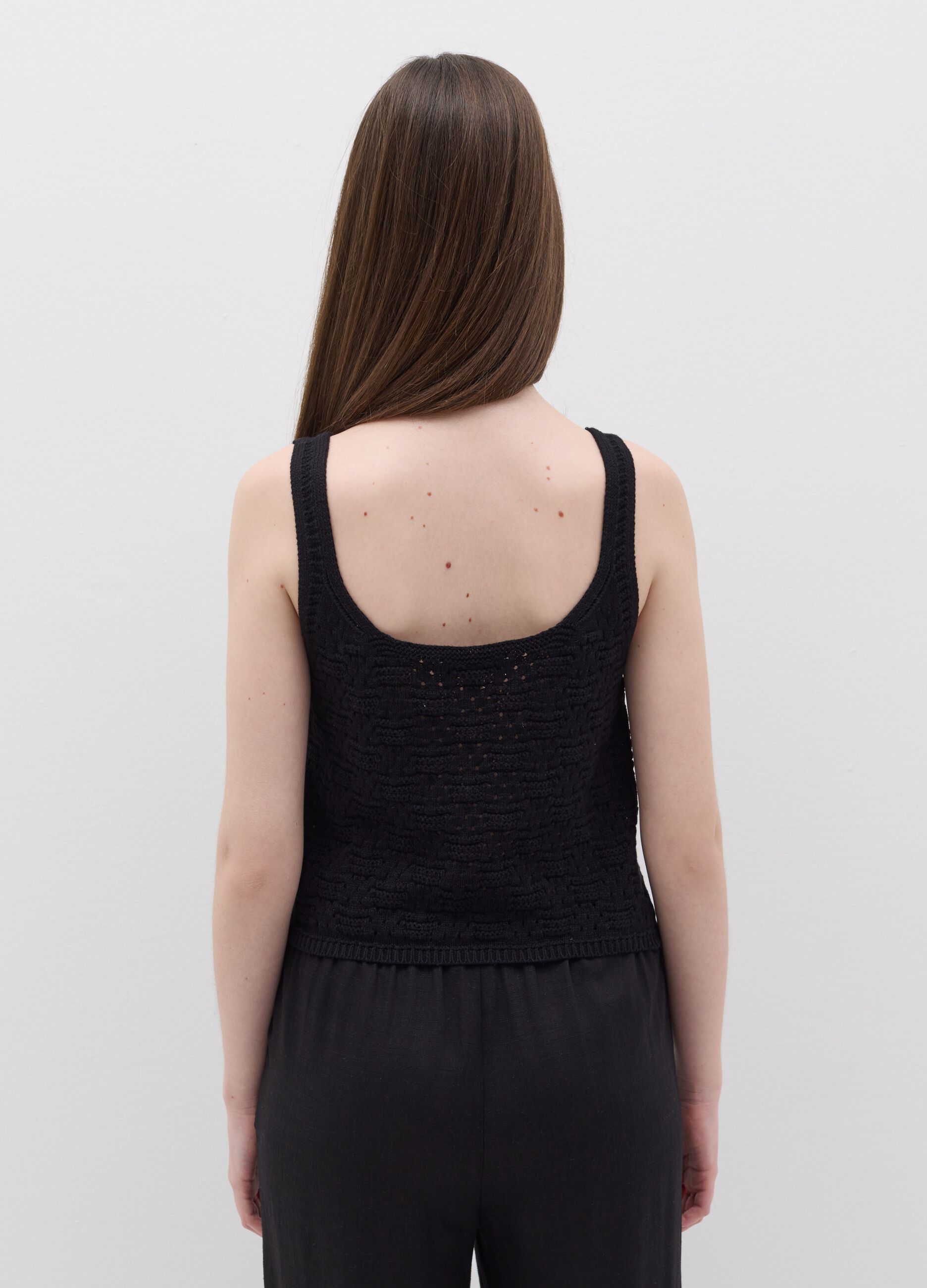 Black crochet crop top with laces