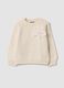 Beige crew-neck jumper with flower, regular fit_0