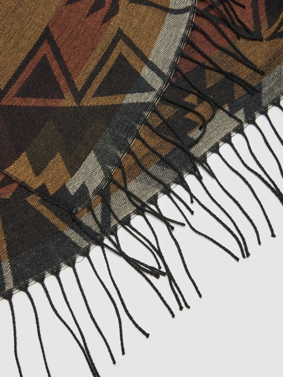 Multicolour Poncho with Fringes_2