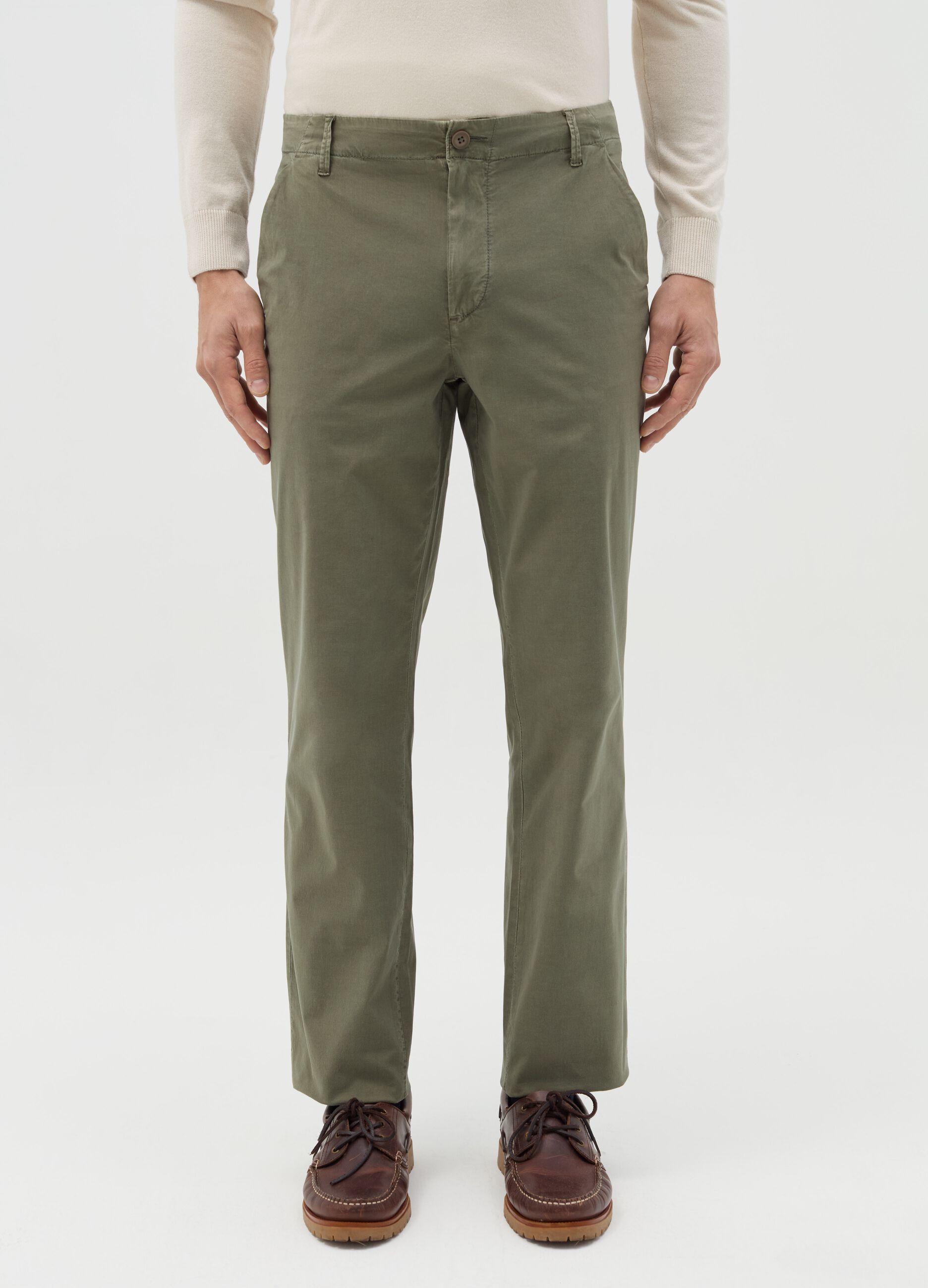 Stretch cotton chino trousers