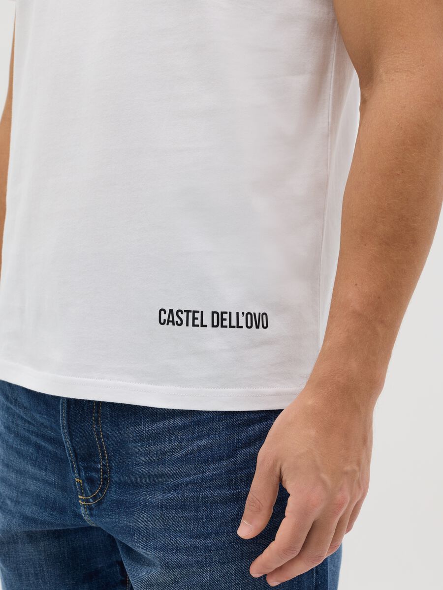 Cotton T-shirt with Castel Dell'Ovo coordinates print_3