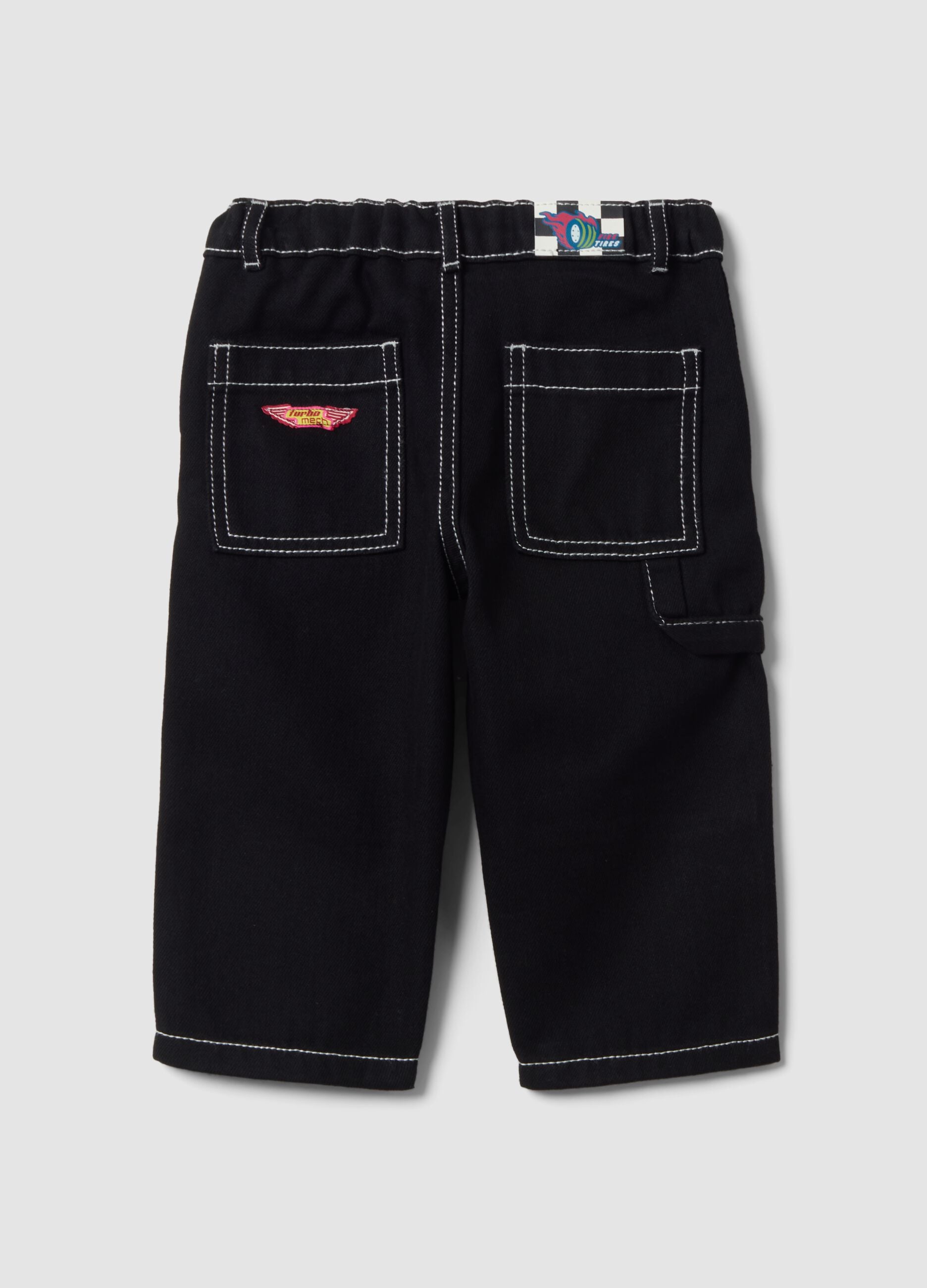 Black carpenter trousers in cotton-viscose blend, comfort fit, for baby boy