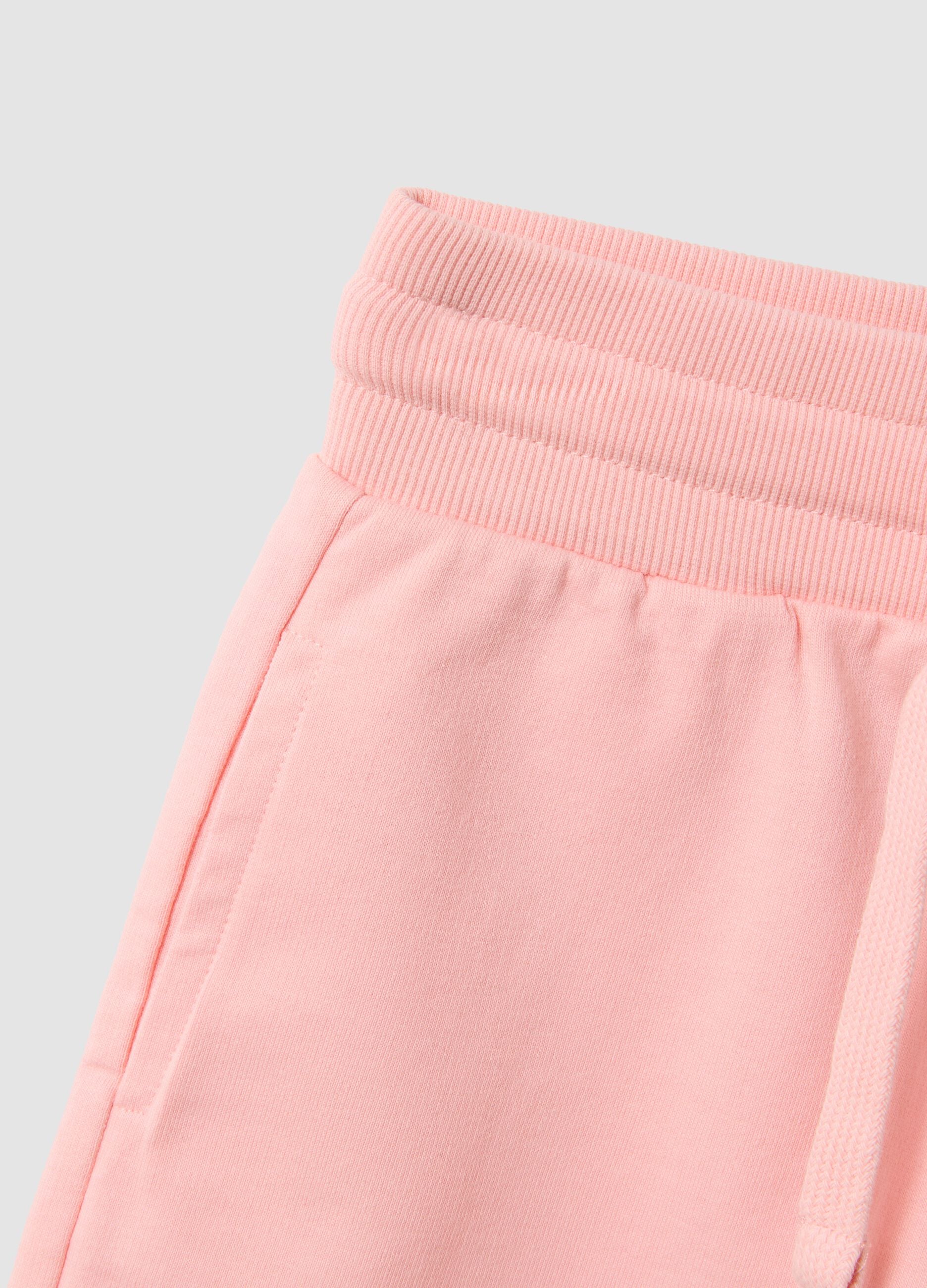 Pink pure cotton shorts with elasticated waist