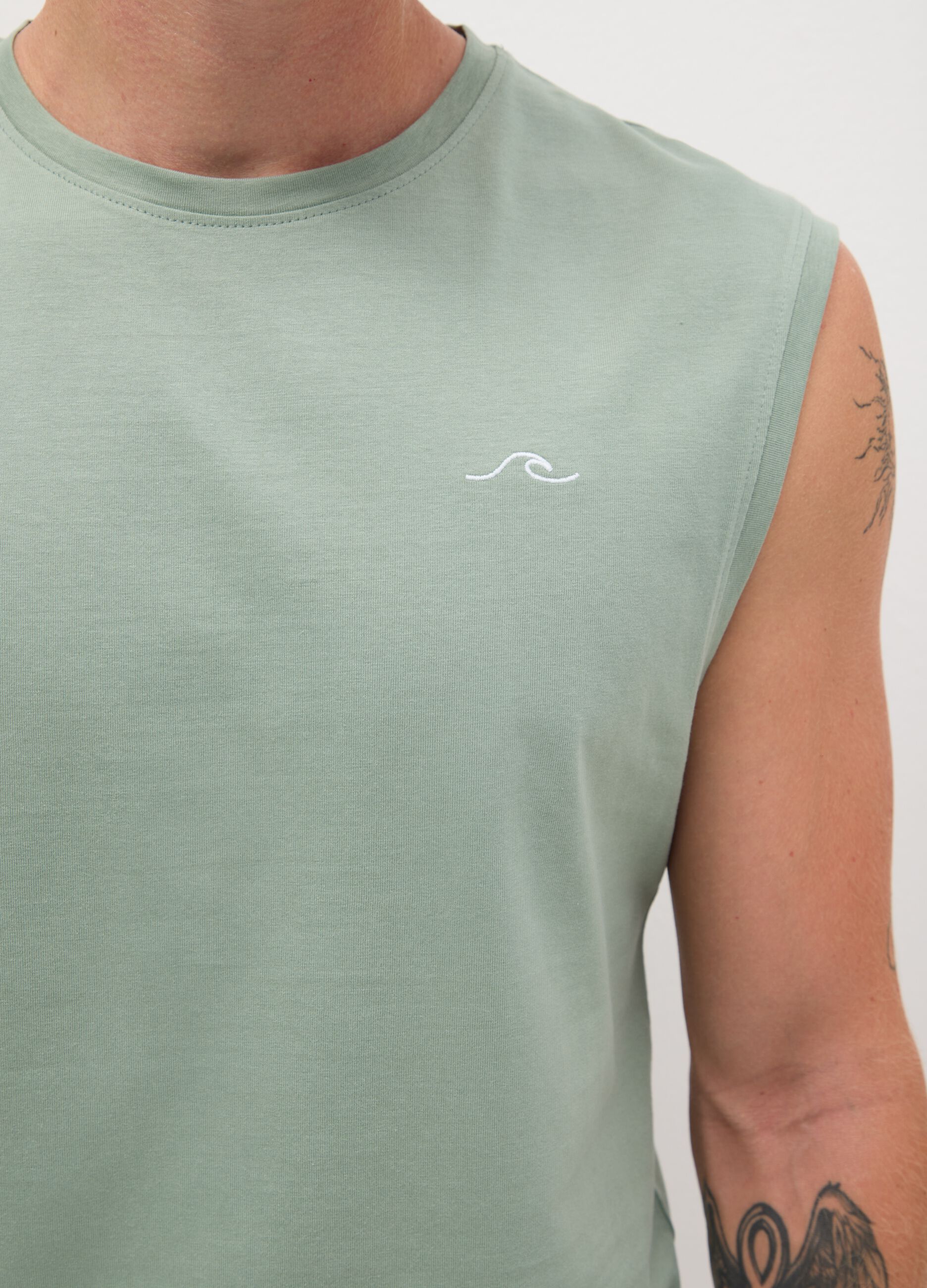 Men's Green Pure Cotton Vest Regular Fit