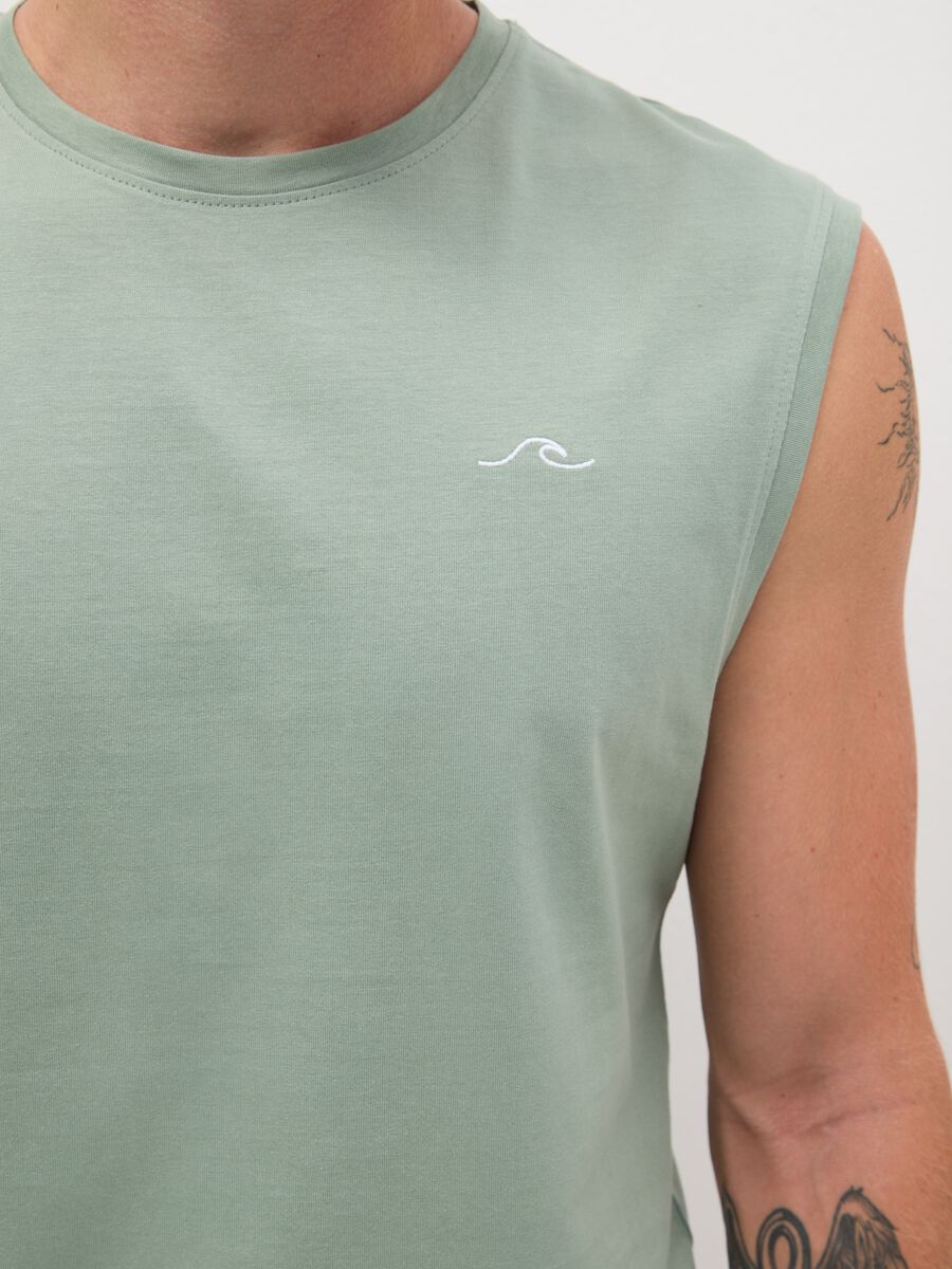 Men's Green Pure Cotton Vest Regular Fit_2