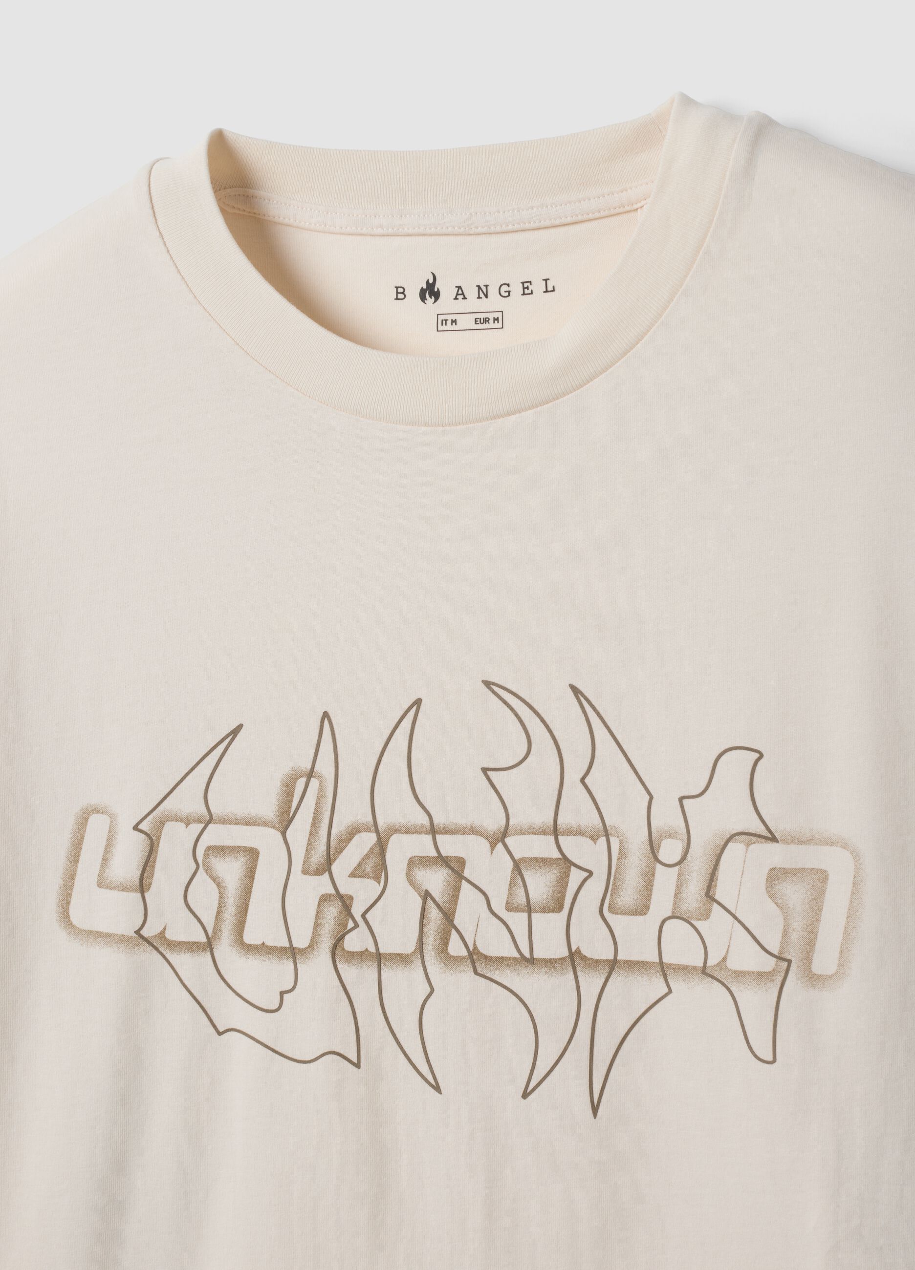 Beige pure cotton T-shirt with front print