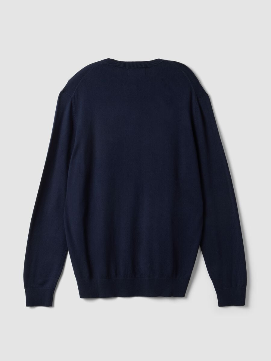 Maglia girocollo blu in misto viscosa regular fit_2