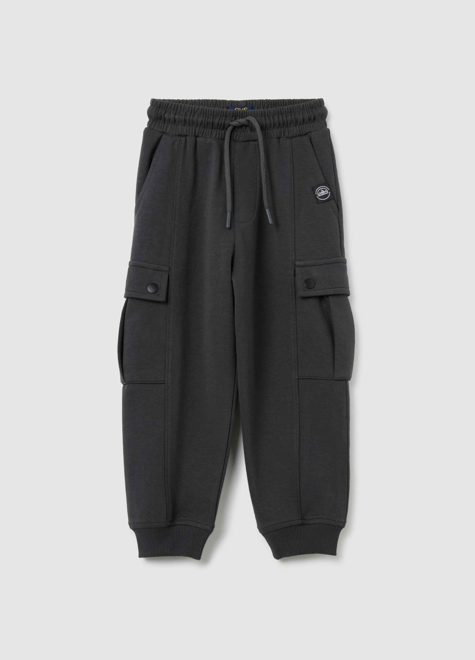 Grey cotton regular fit kids' trousers