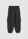 Grey cotton regular fit kids' trousers_0