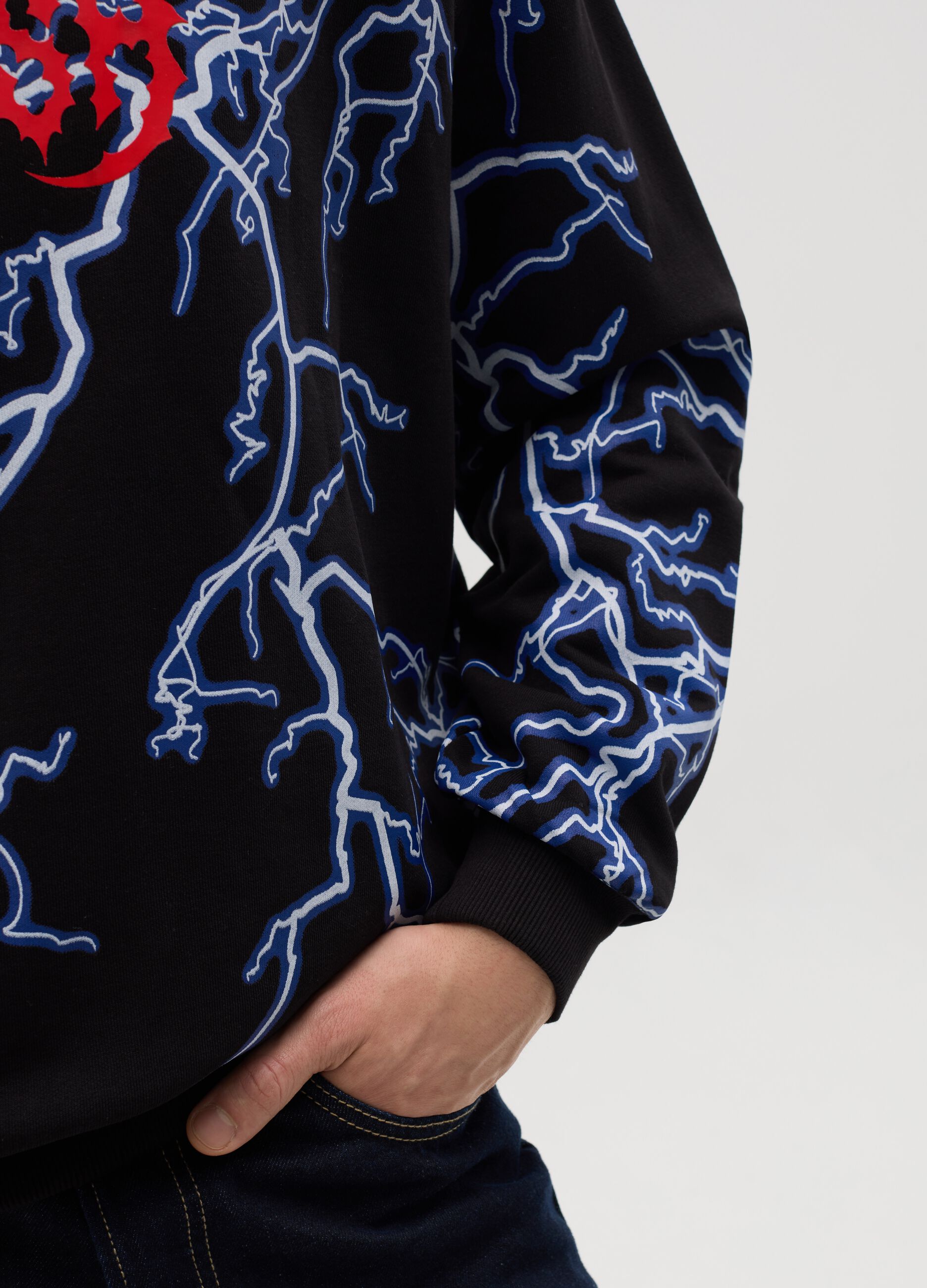 Black sweatshirt with lightning print