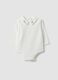 White organic cotton baby bodysuit with collar_0