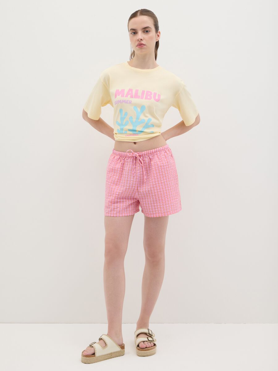 Women's yellow pure cotton T-shirt, relaxed fit_1