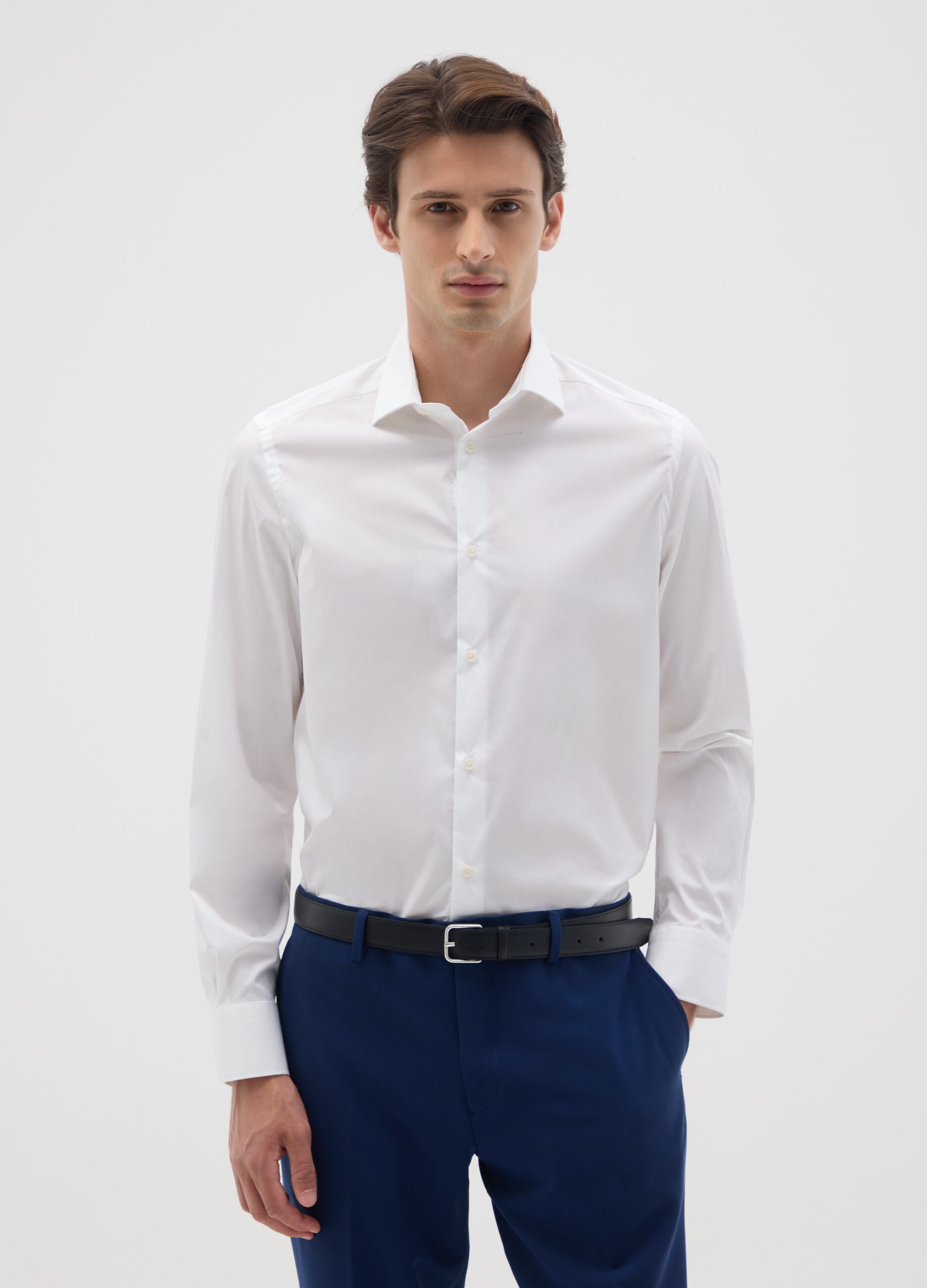 Men's Slim Fit White Blend Shirt
