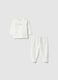 White pure cotton sweatshirt and trouser set for newborns with embroidery_0