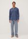 Blue pure organic cotton pyjamas with grandad collar, regular fit_0