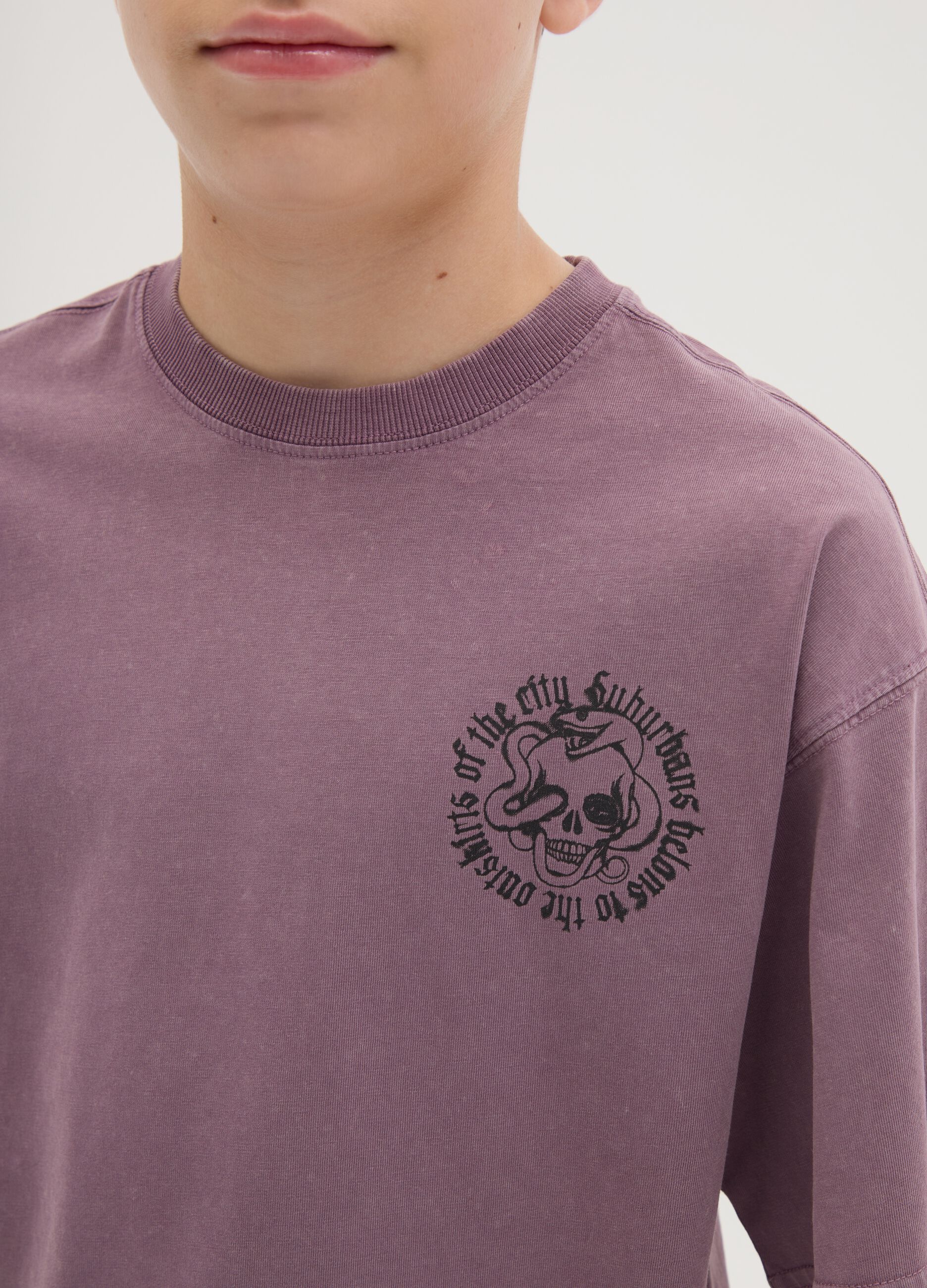 Oversized purple cotton T-shirt by OVS Kids