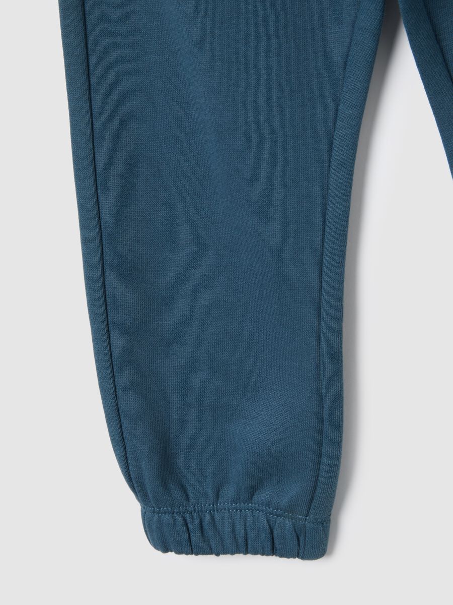 Pantaloni da bimbo in puro cotone blu regular fit con vita elasticizzata_3