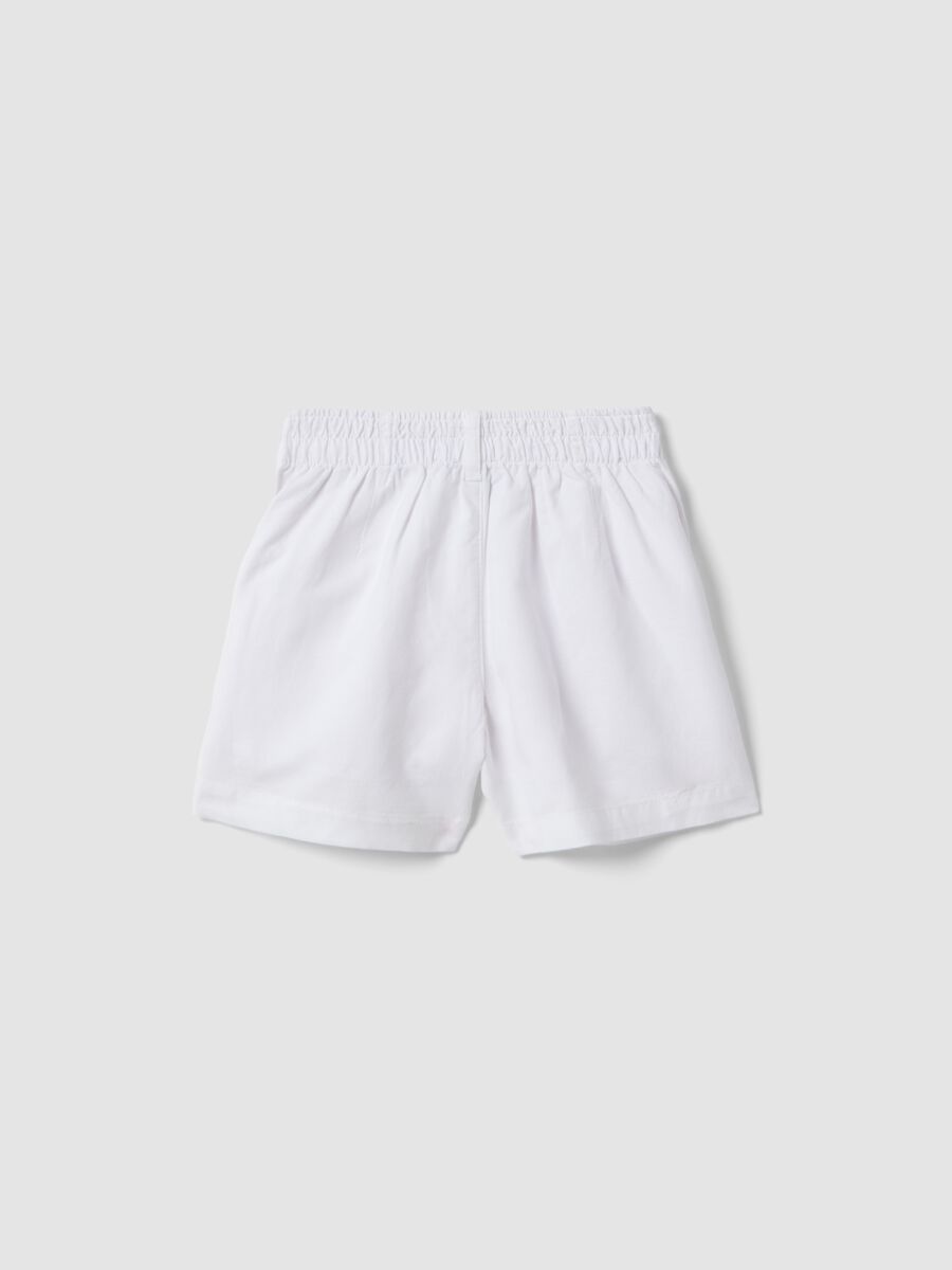 Girls&rsquo; white linen-cotton blend regular-fit shorts_4