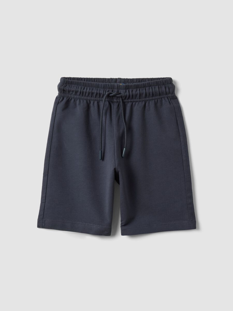 Blue pure cotton regular fit shorts for children_0