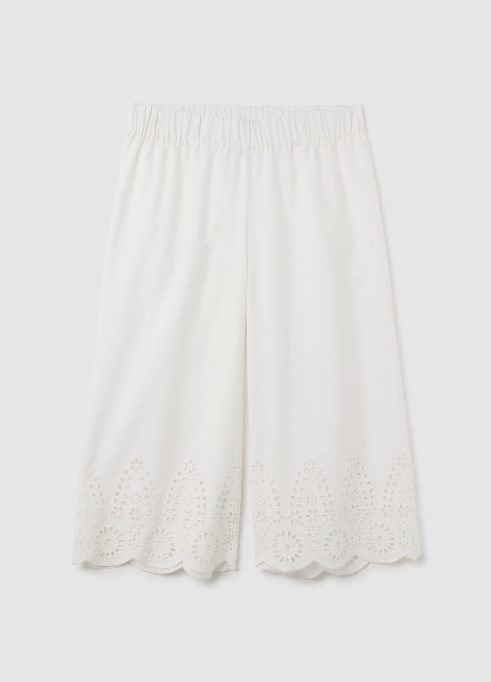 Women's white pure cotton wide-leg shorts