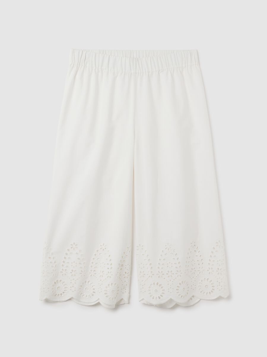 Women's white pure cotton wide-leg shorts_4