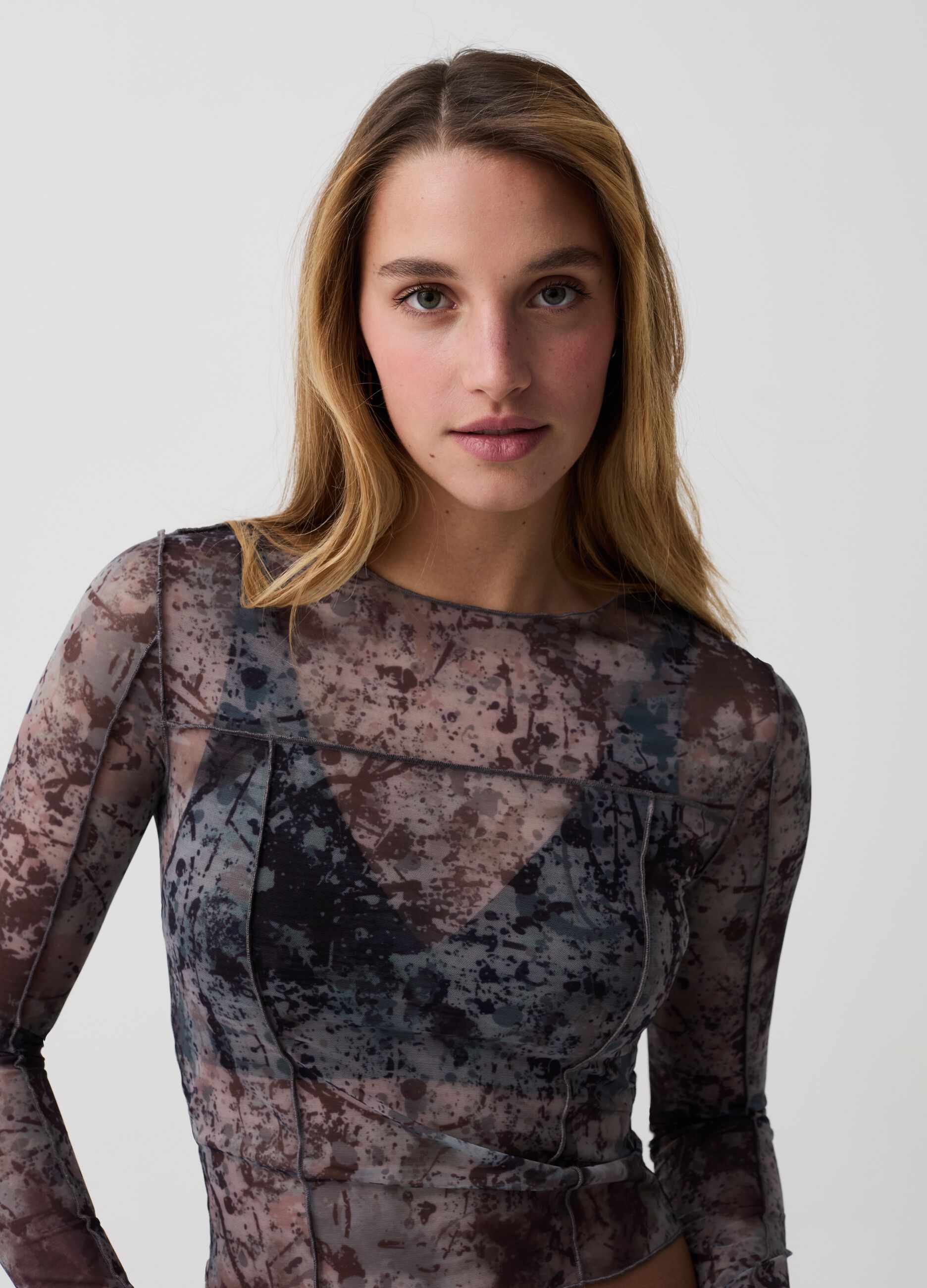 Ovs T-shirt crop in mesh fantasia dip dye B.ANGEL X MARE FUORI