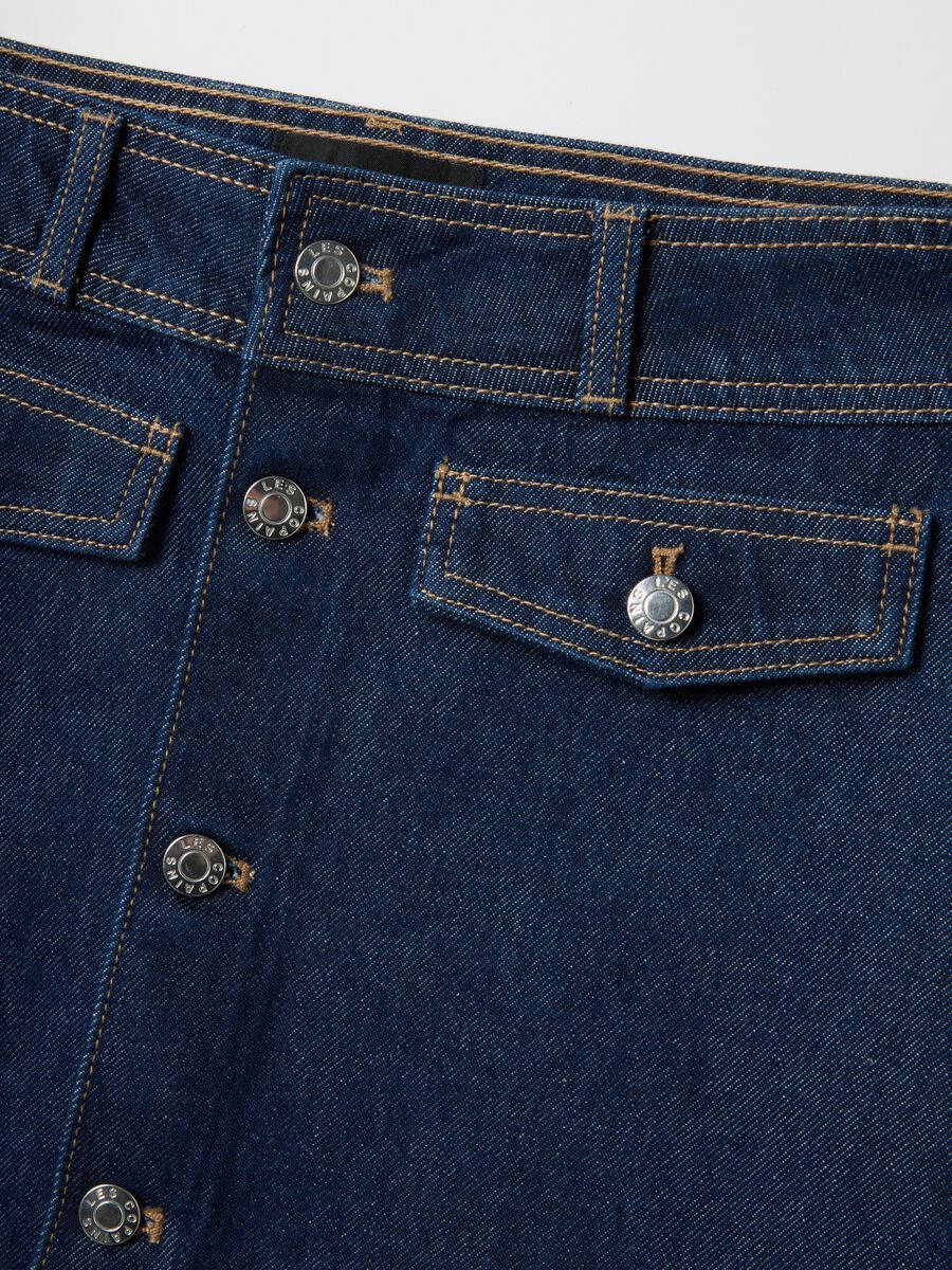 High-waisted blue denim pure cotton regular fit miniskirt_5