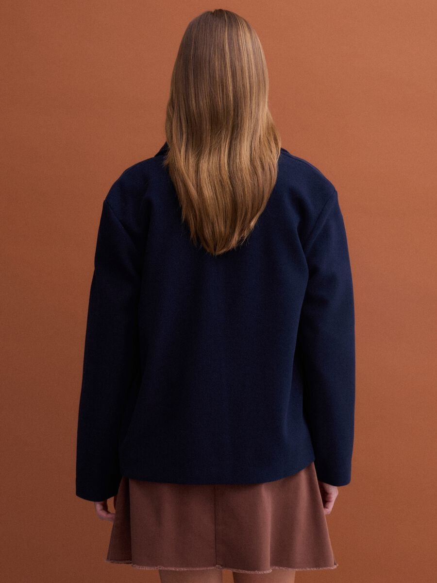 Giacca blu navy in misto viscosa con girocollo regular fit_3