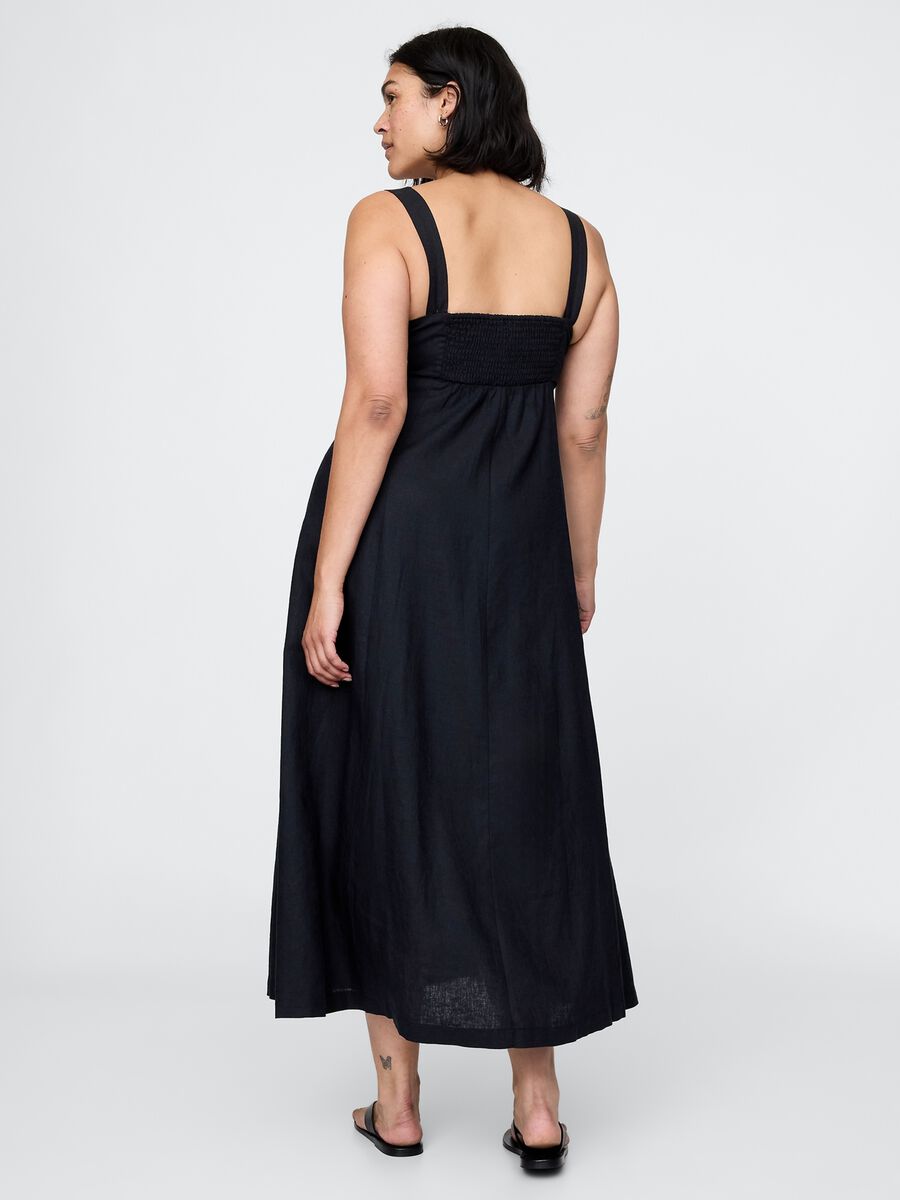Gap Black Linen and Viscose Long Dress_5