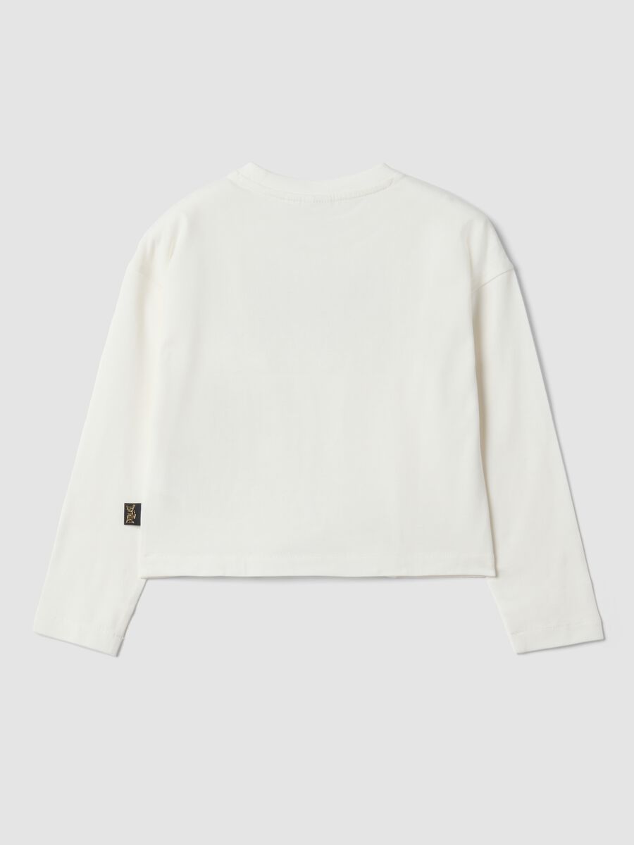 White long-sleeved stretch cotton T-shirt with print_1