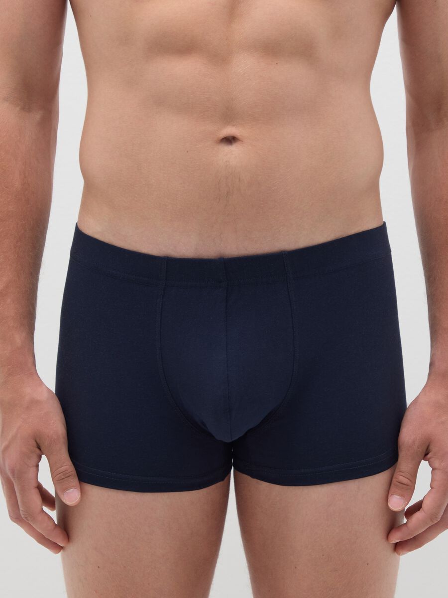 Tripack di boxer in cotone elasticizzato blu_1